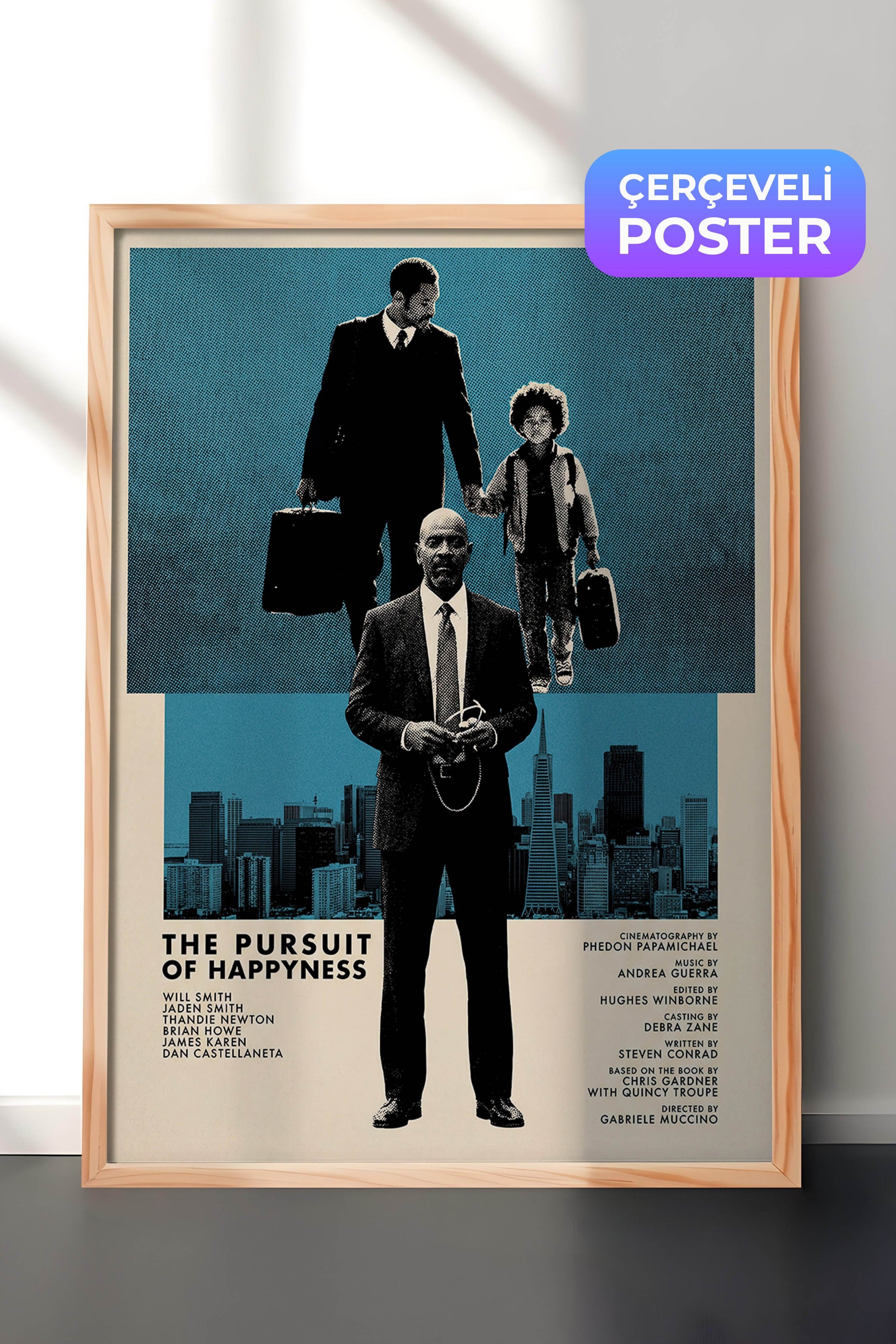 The Pursuit of Happyness Ahşap Çerçeveli Poster, Sinema ve Dizi Tablo, Film Dizi Afişleri NO:112827