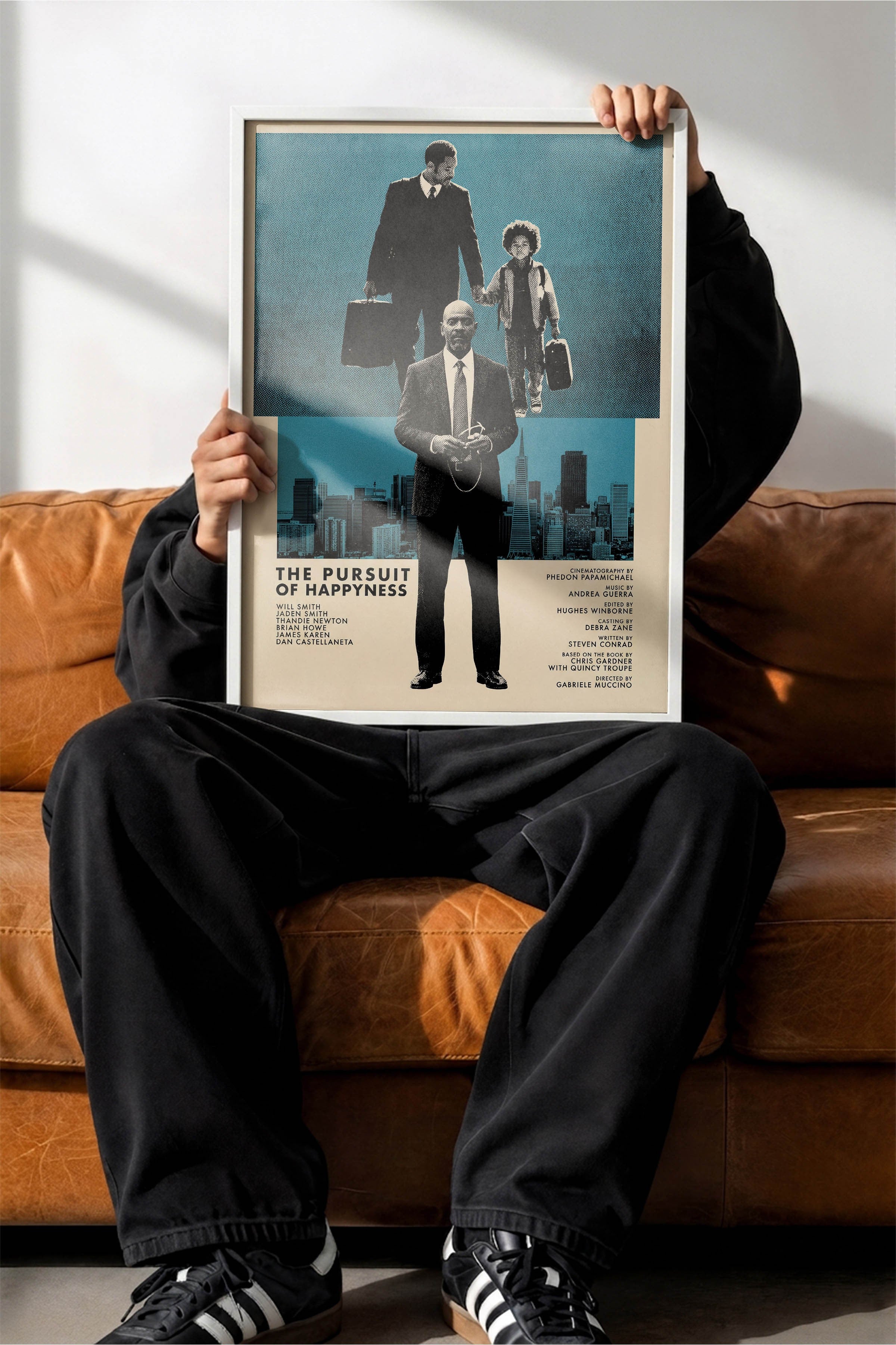 The Pursuit of Happyness Beyaz Çerçeveli Poster, Sinema ve Dizi Tablo, Film Dizi Afişleri NO:112827