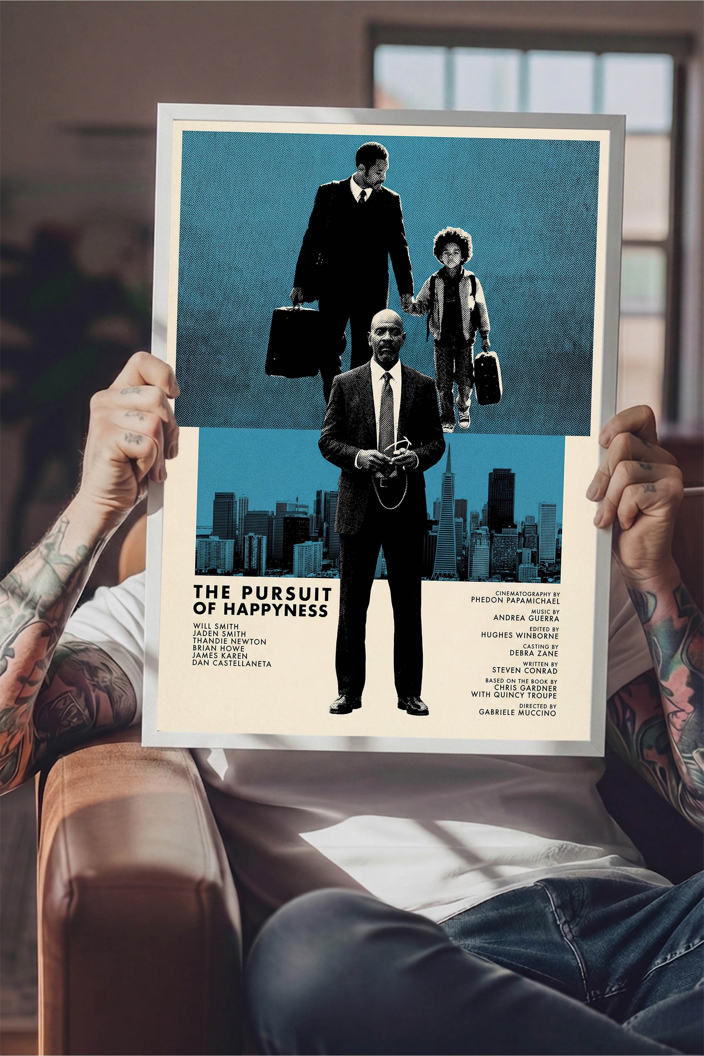 The Pursuit of Happyness Beyaz Çerçeveli Poster, Sinema ve Dizi Tablo, Film Dizi Afişleri NO:112827
