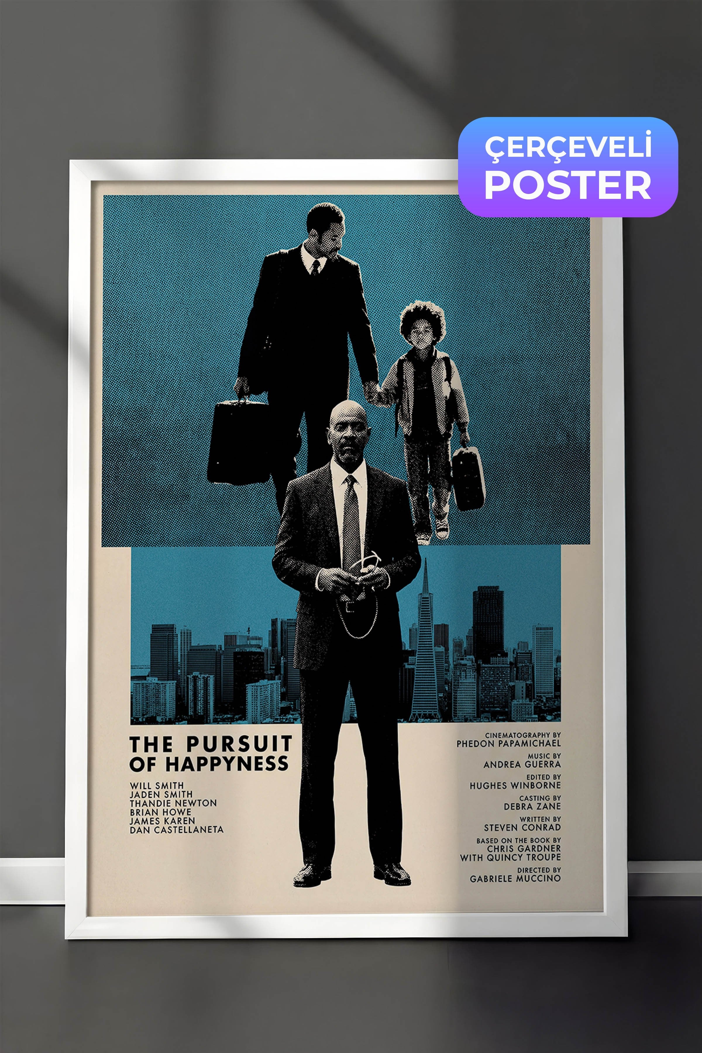The Pursuit of Happyness Beyaz Çerçeveli Poster, Sinema ve Dizi Tablo, Film Dizi Afişleri NO:112827