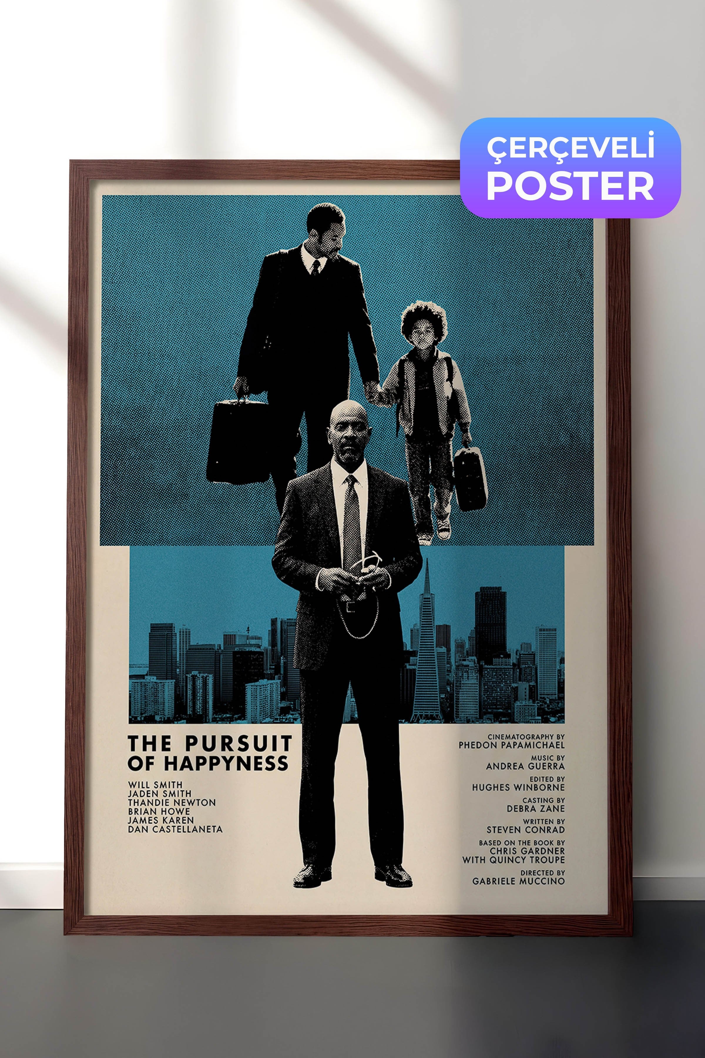 The Pursuit of Happyness Kahverengi Çerçeveli Poster, Sinema ve Dizi Tablo, Film Dizi Afişleri NO:112827