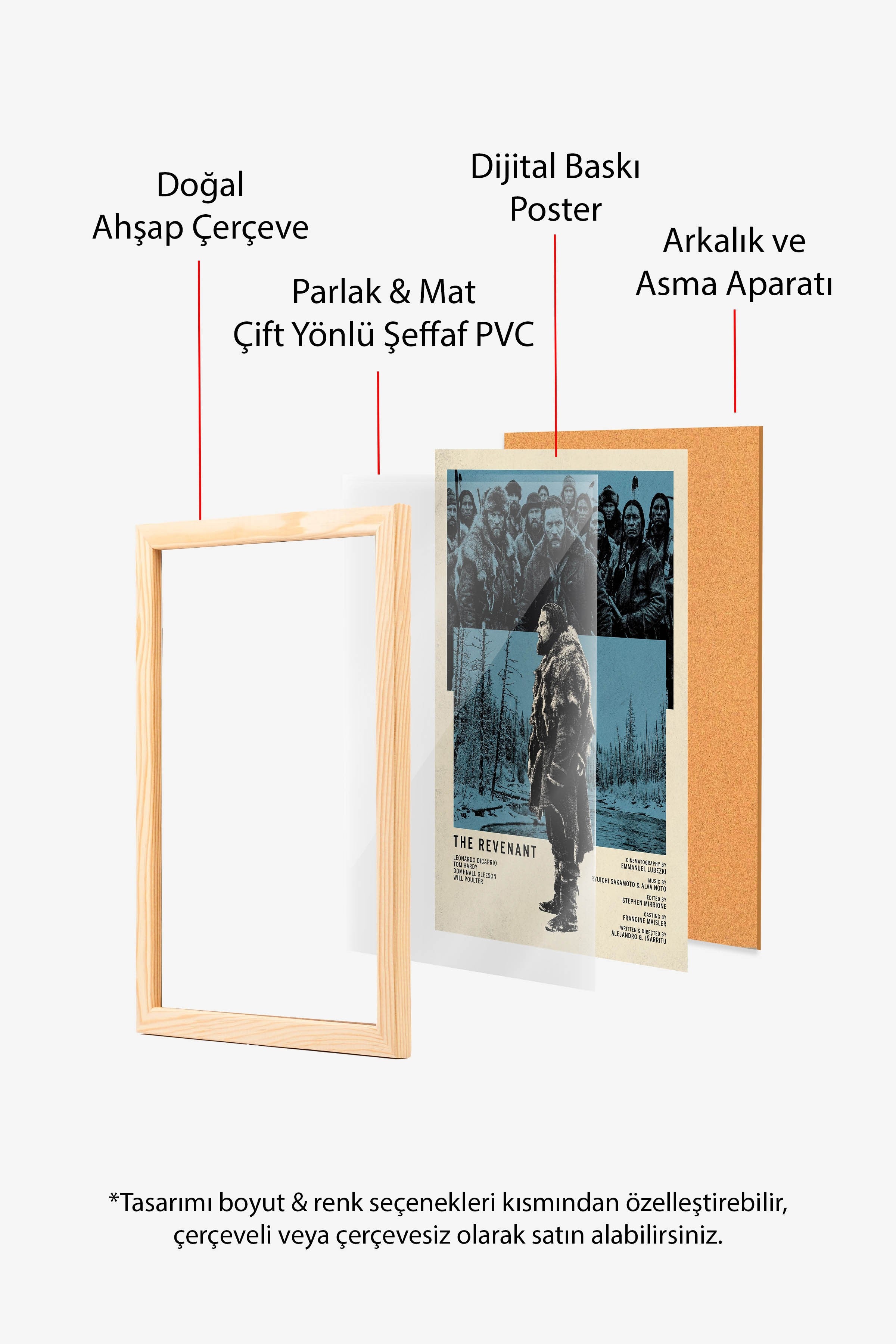 The Revenant Ahşap Çerçeveli Poster, Sinema ve Dizi Tablo, Film Dizi Afişleri NO:112833