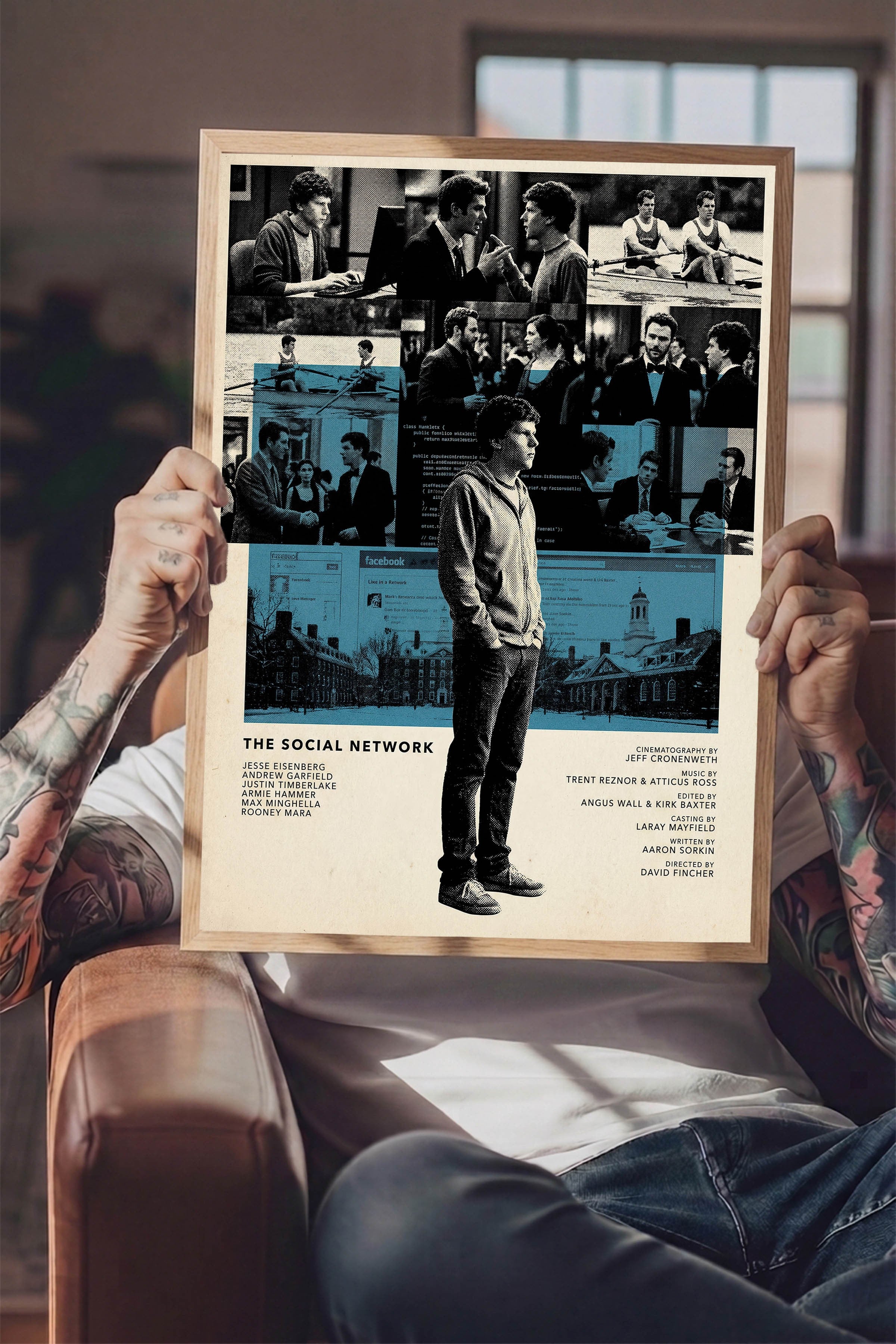 The Social Network Ahşap Çerçeveli Poster, Sinema ve Dizi Tablo, Film Dizi Afişleri NO:112821