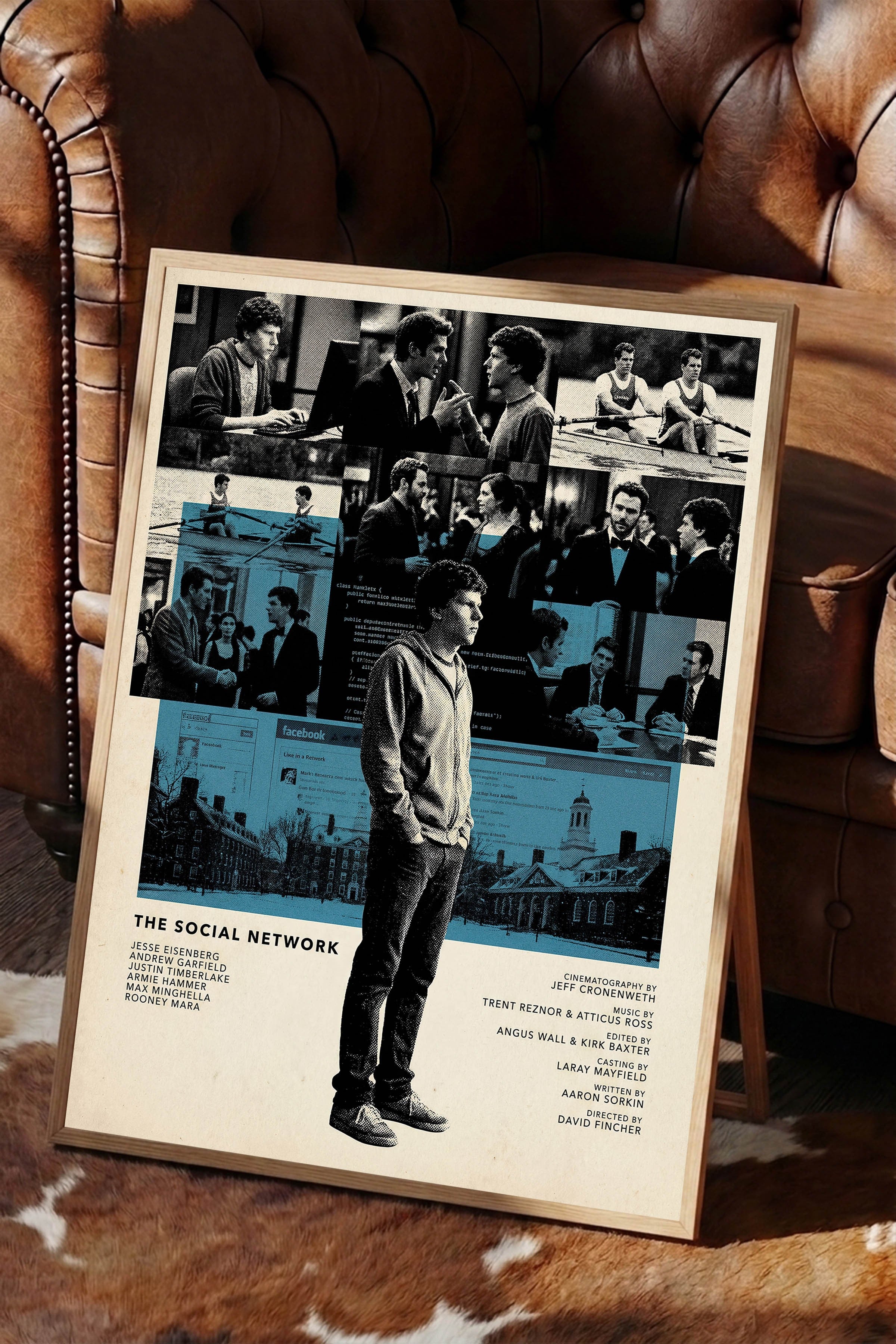 The Social Network Ahşap Çerçeveli Poster, Sinema ve Dizi Tablo, Film Dizi Afişleri NO:112821