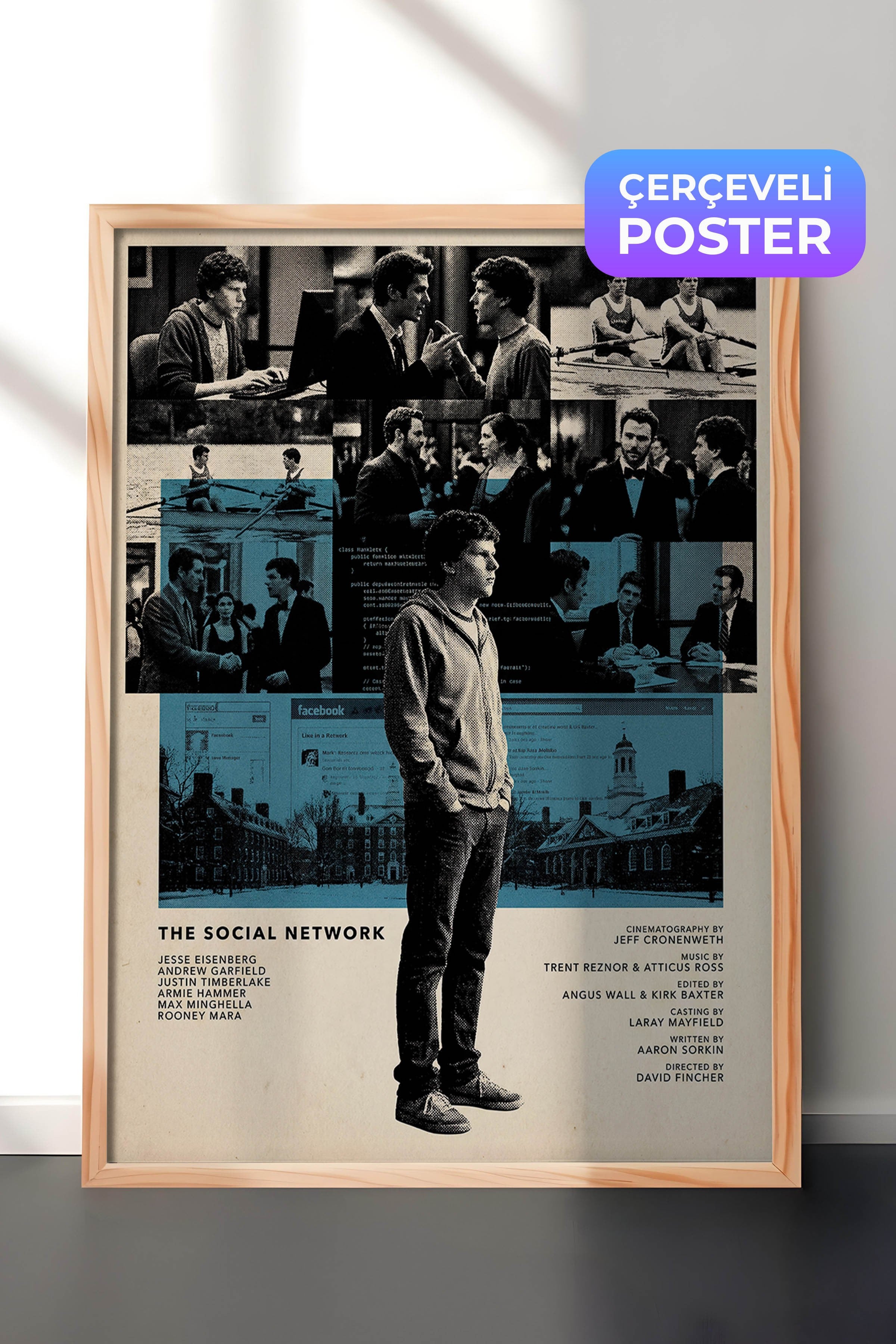 The Social Network Ahşap Çerçeveli Poster, Sinema ve Dizi Tablo, Film Dizi Afişleri NO:112821