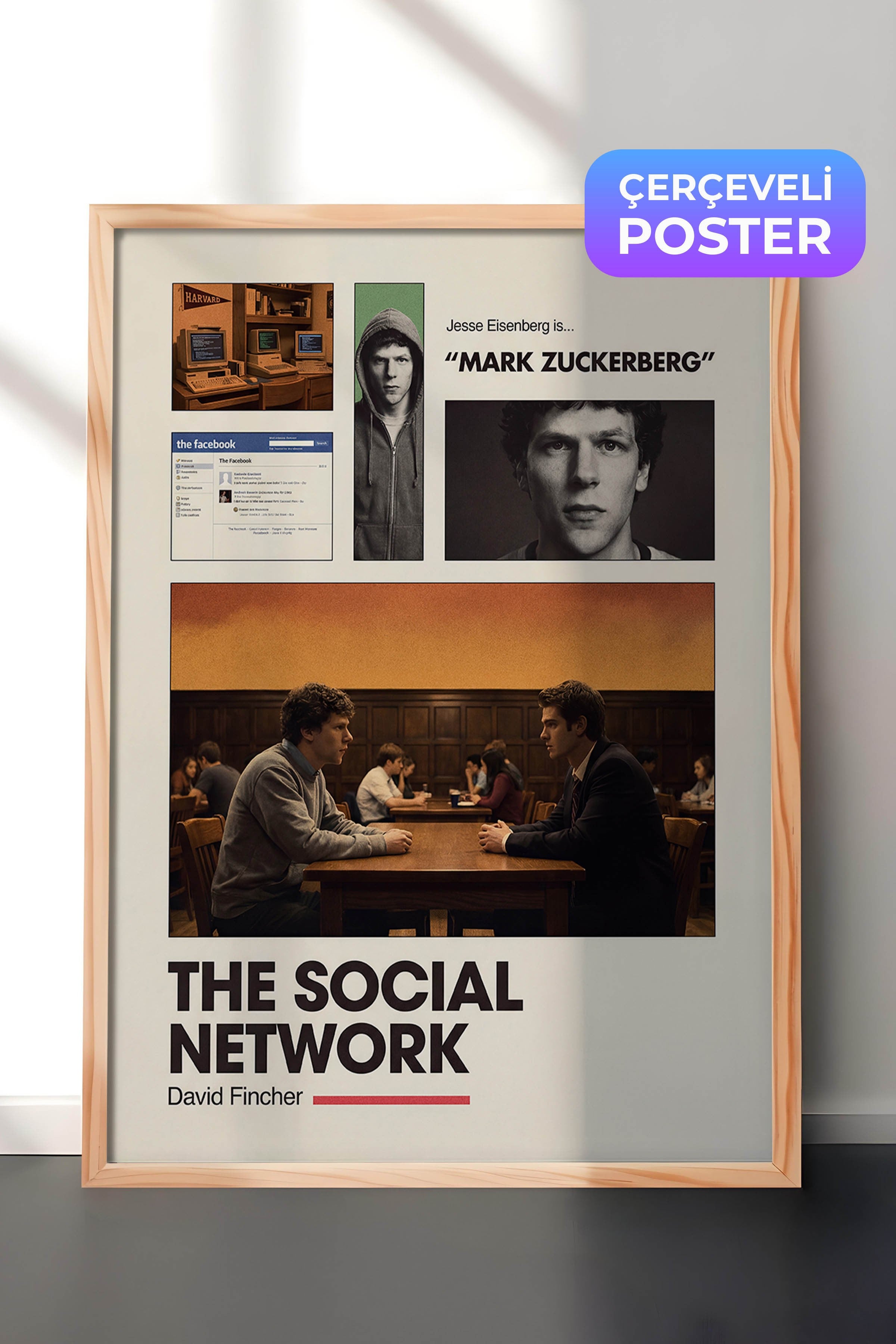 The Social Network Ahşap Çerçeveli Poster, Sinema ve Dizi Tablo, Film Dizi Afişleri NO:112950