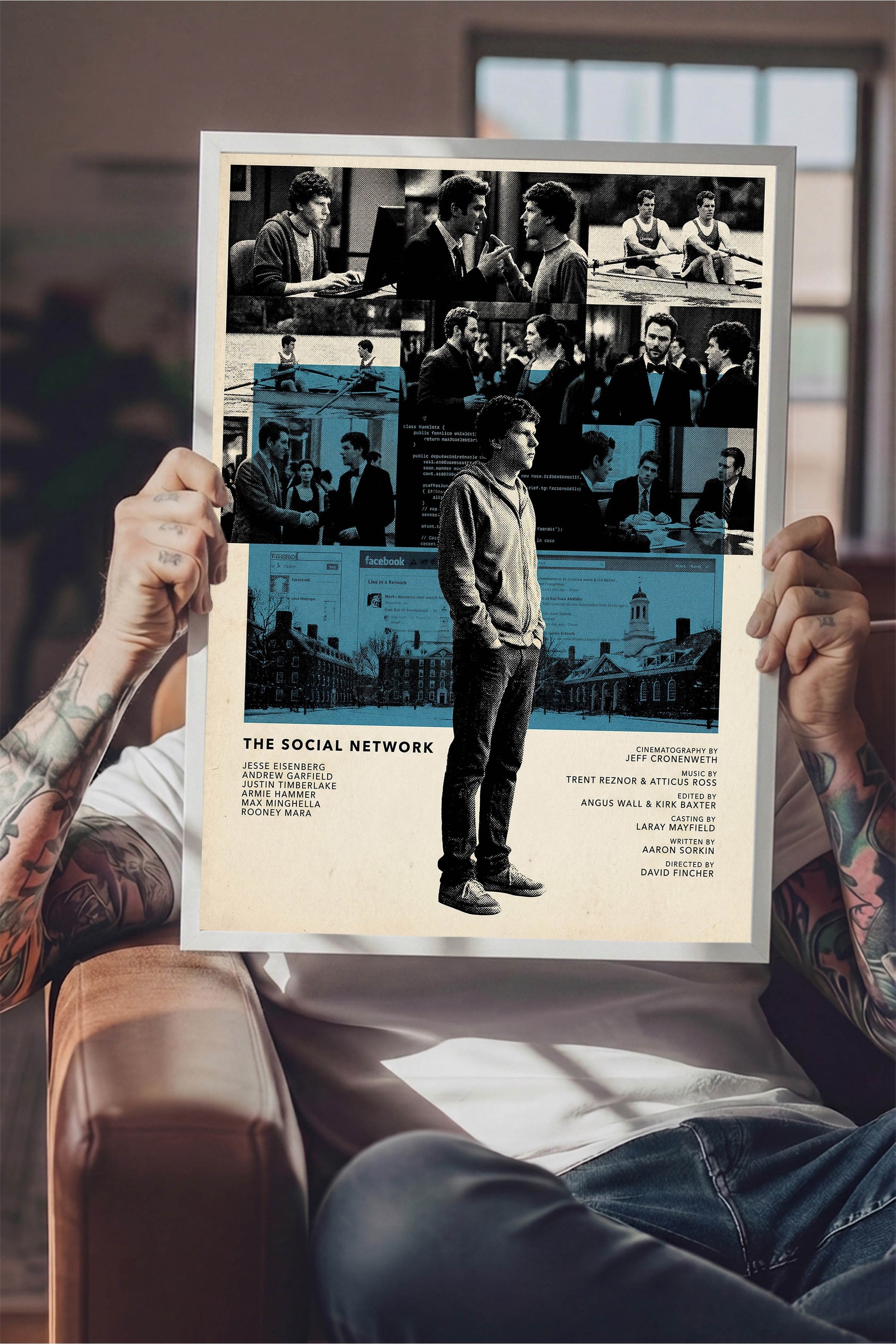 The Social Network Beyaz Çerçeveli Poster, Sinema ve Dizi Tablo, Film Dizi Afişleri NO:112821