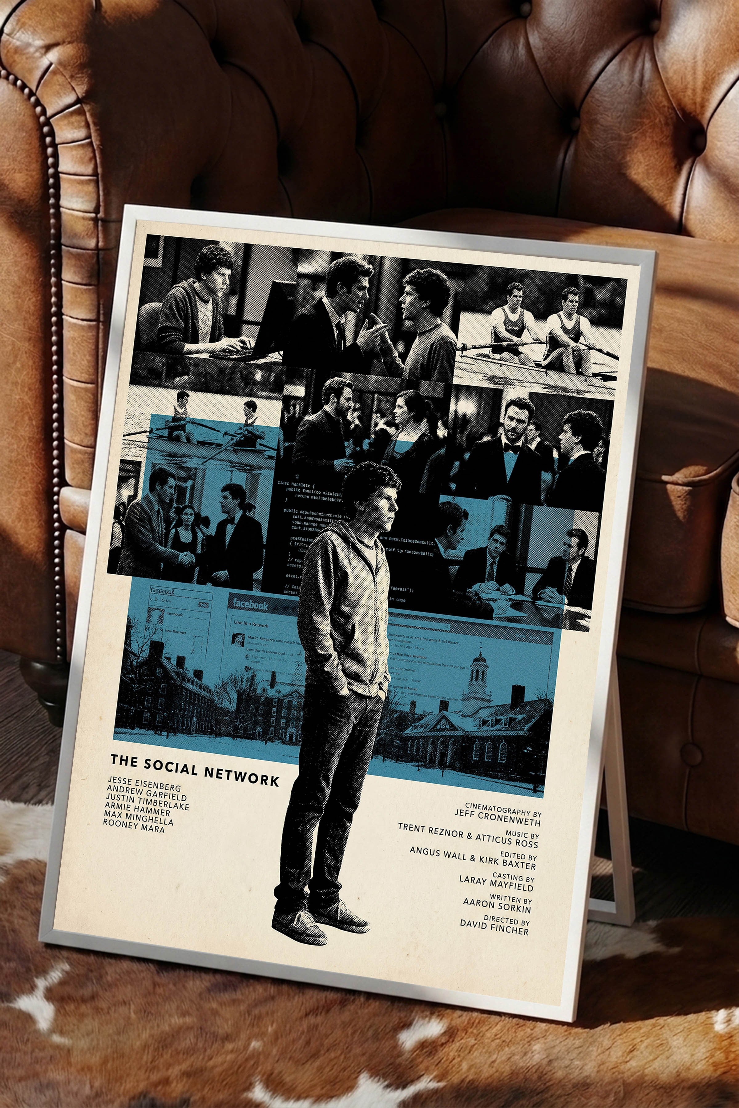 The Social Network Beyaz Çerçeveli Poster, Sinema ve Dizi Tablo, Film Dizi Afişleri NO:112821