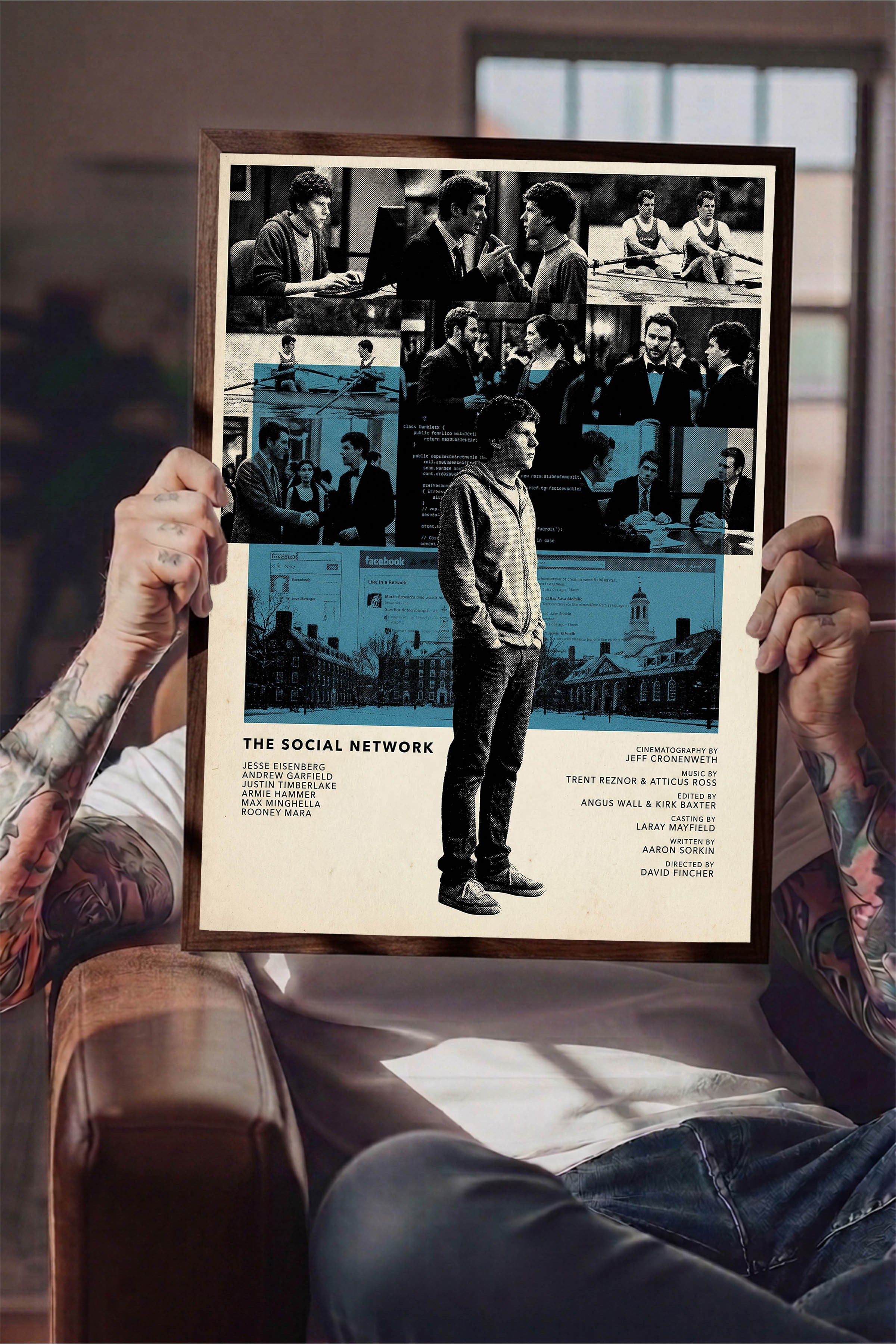 The Social Network Kahverengi Çerçeveli Poster, Sinema ve Dizi Tablo, Film Dizi Afişleri NO:112821