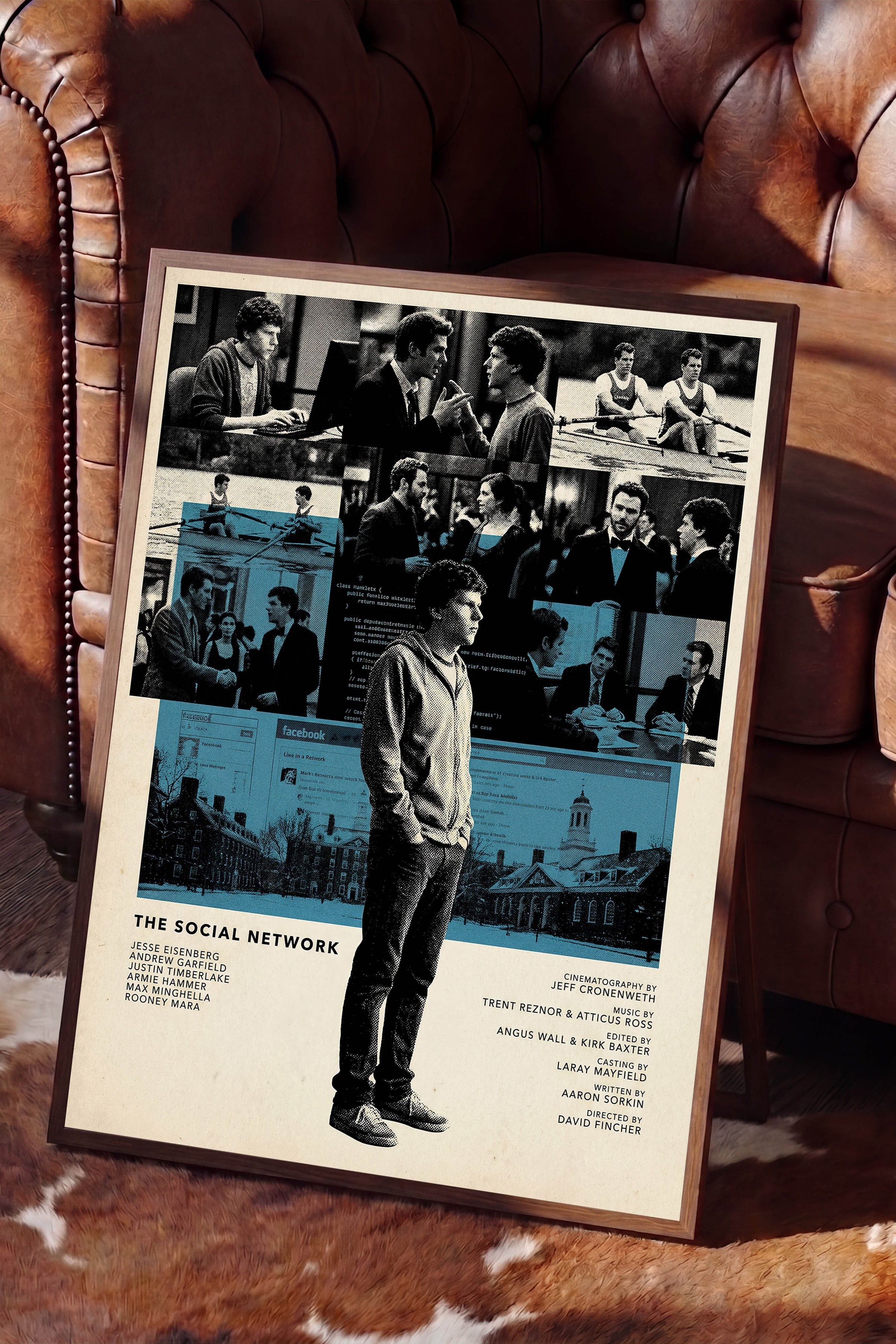 The Social Network Kahverengi Çerçeveli Poster, Sinema ve Dizi Tablo, Film Dizi Afişleri NO:112821
