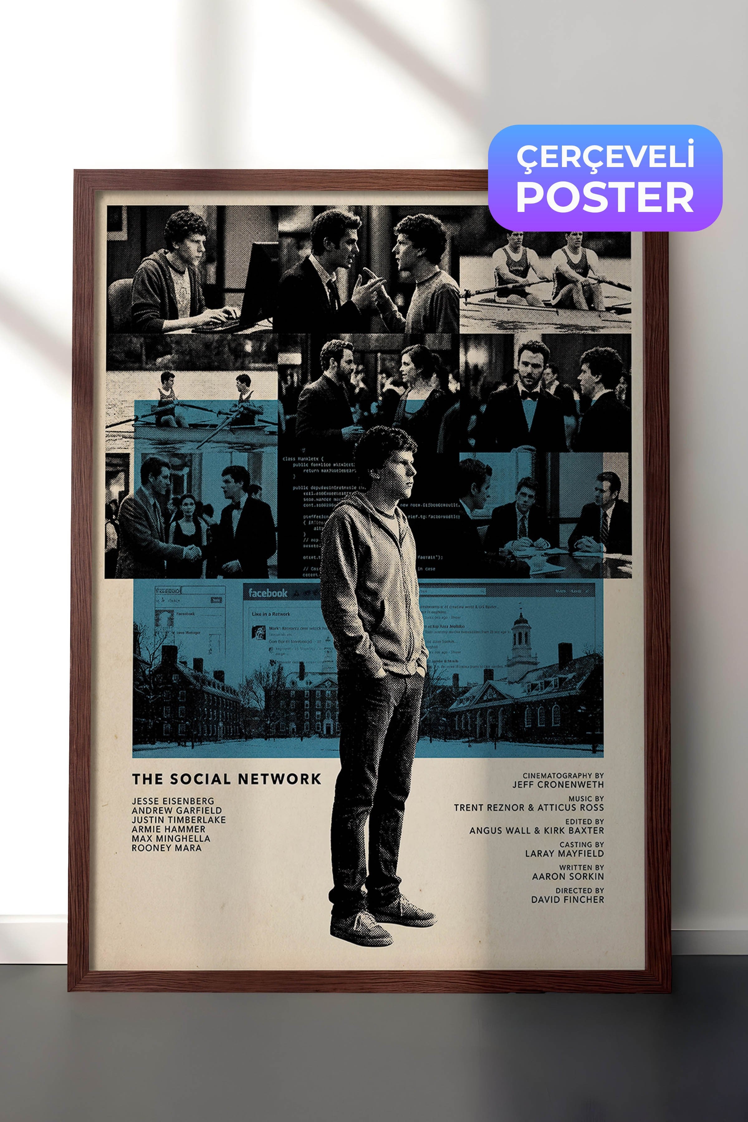 The Social Network Kahverengi Çerçeveli Poster, Sinema ve Dizi Tablo, Film Dizi Afişleri NO:112821