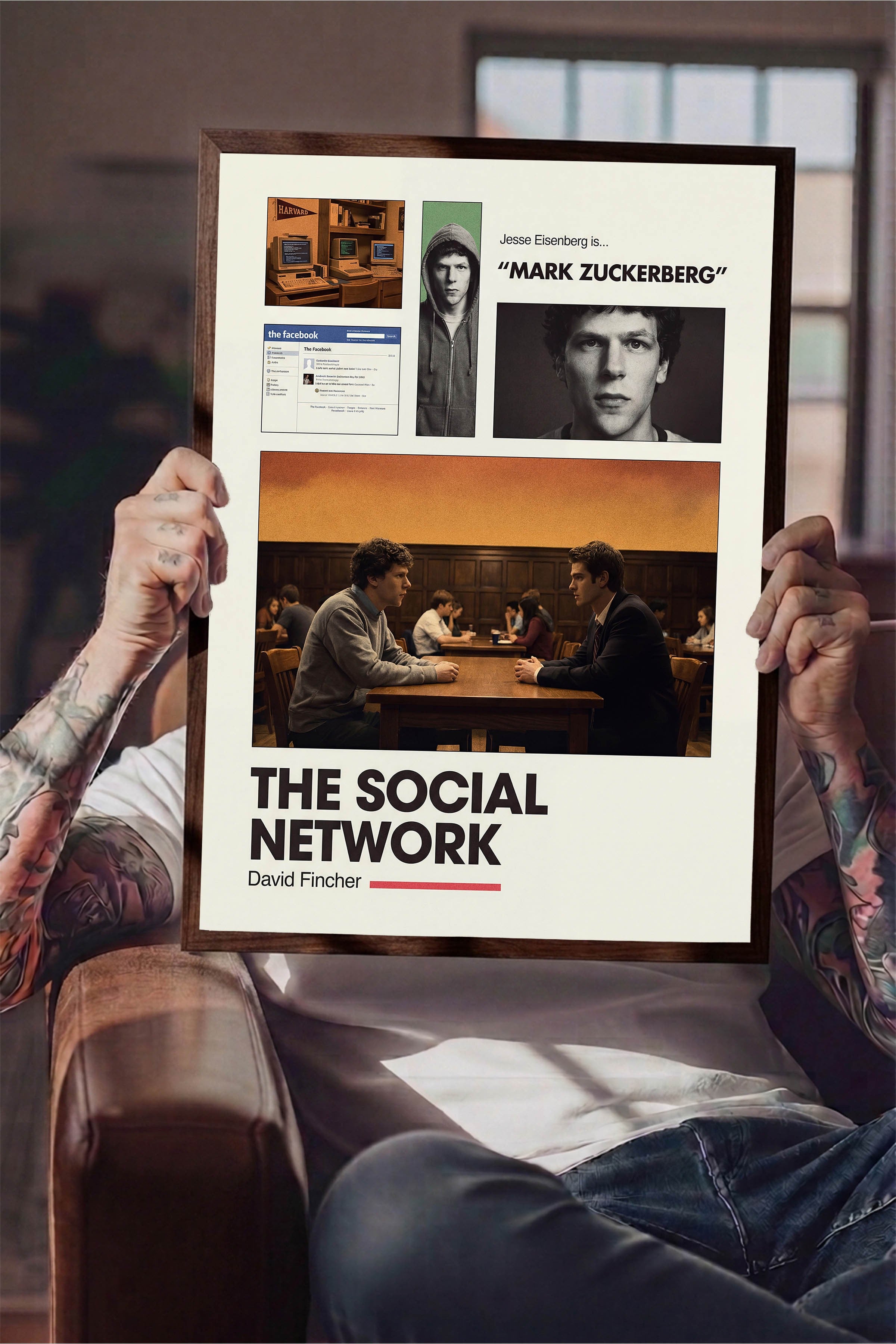 The Social Network Kahverengi Çerçeveli Poster, Sinema ve Dizi Tablo, Film Dizi Afişleri NO:112950
