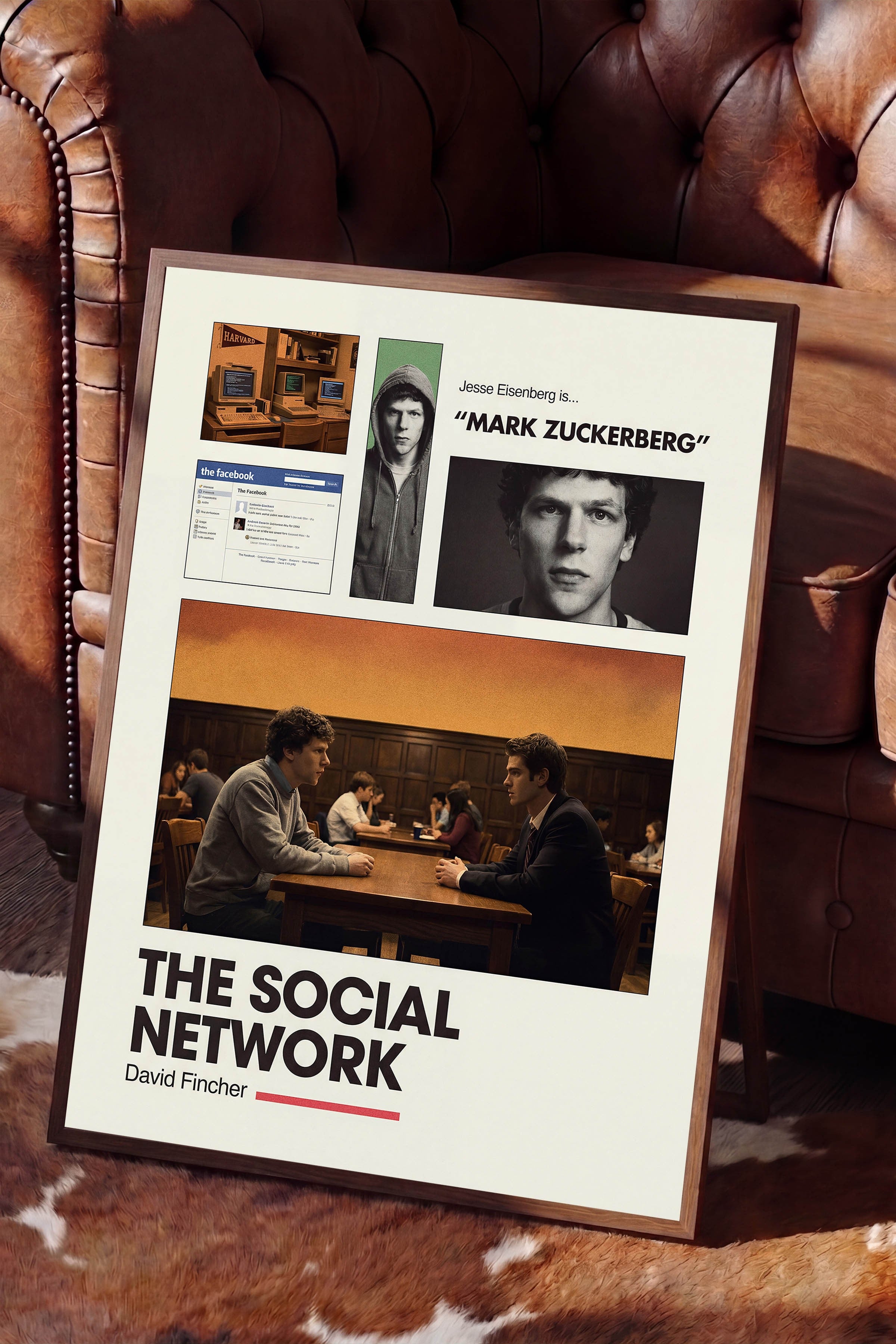 The Social Network Kahverengi Çerçeveli Poster, Sinema ve Dizi Tablo, Film Dizi Afişleri NO:112950