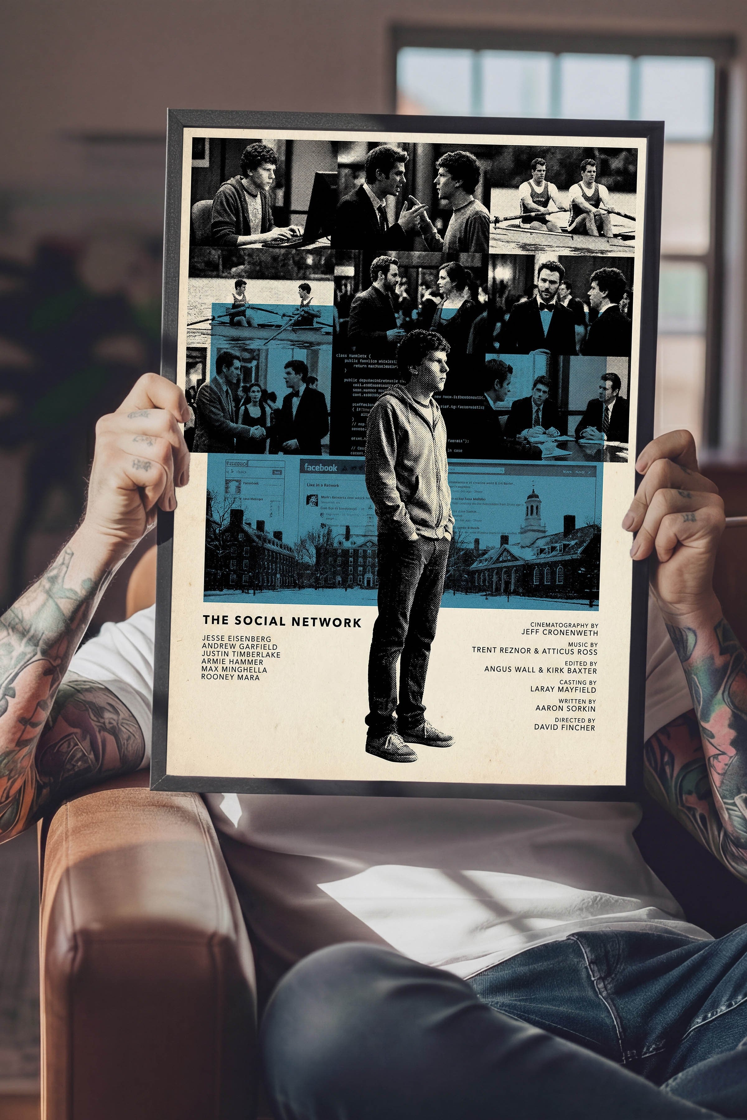 The Social Network Siyah Çerçeveli Poster, Sinema ve Dizi Tablo, Film Dizi Afişleri NO:112821