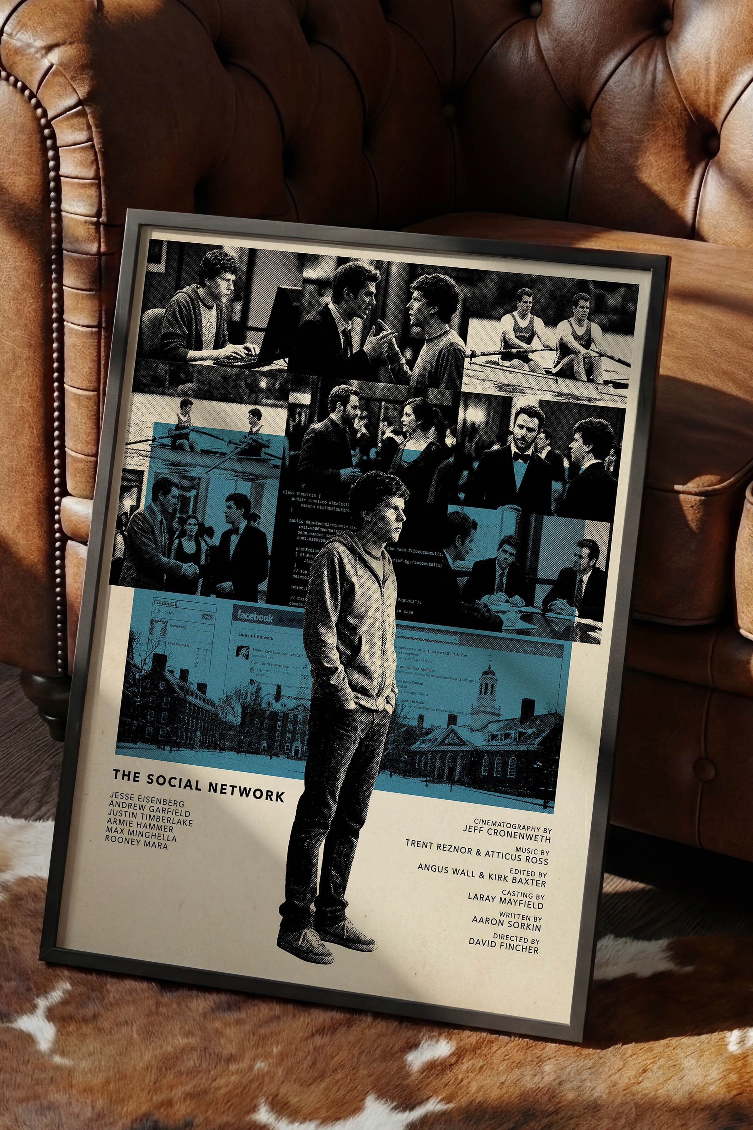 The Social Network Siyah Çerçeveli Poster, Sinema ve Dizi Tablo, Film Dizi Afişleri NO:112821