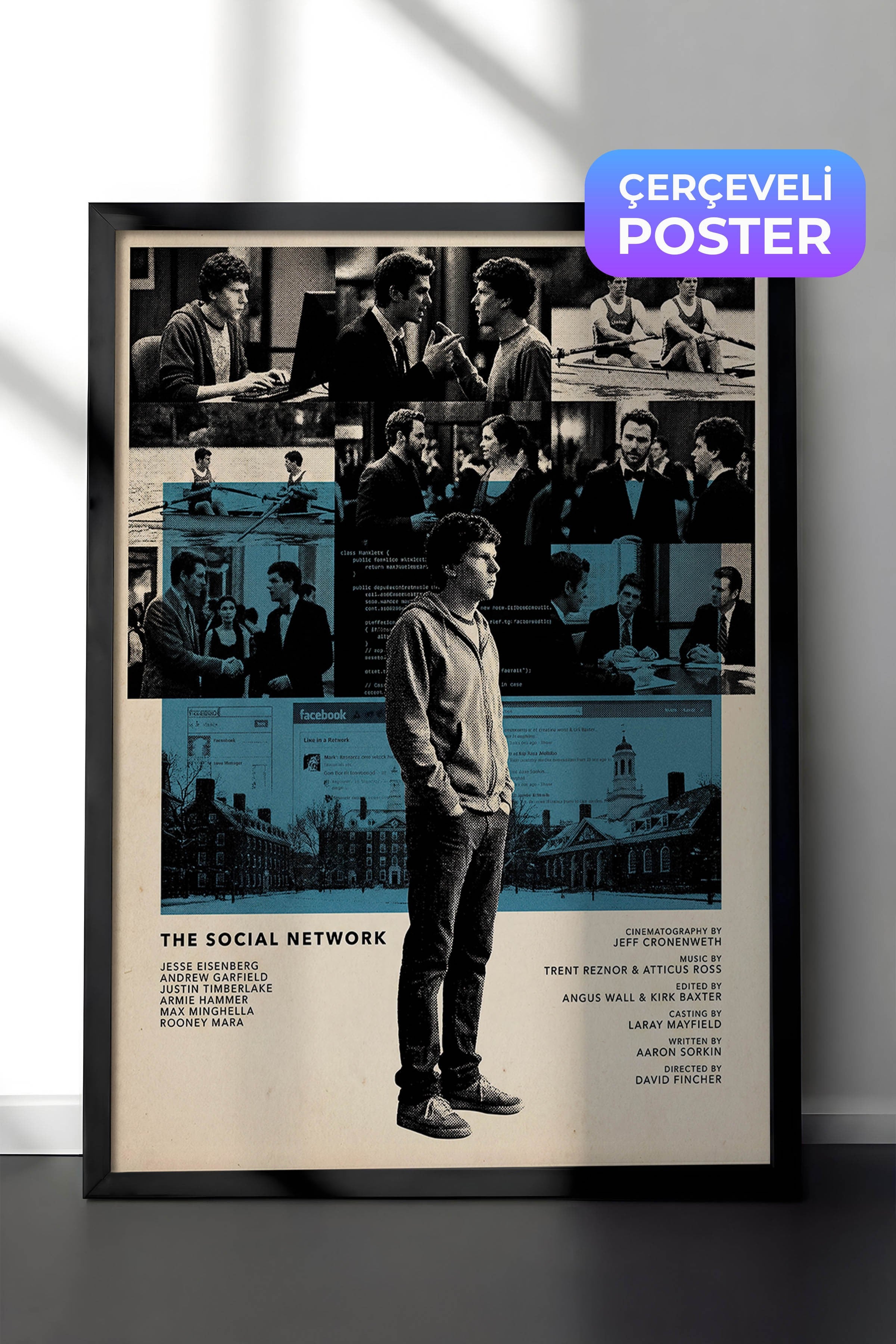 The Social Network Siyah Çerçeveli Poster, Sinema ve Dizi Tablo, Film Dizi Afişleri NO:112821