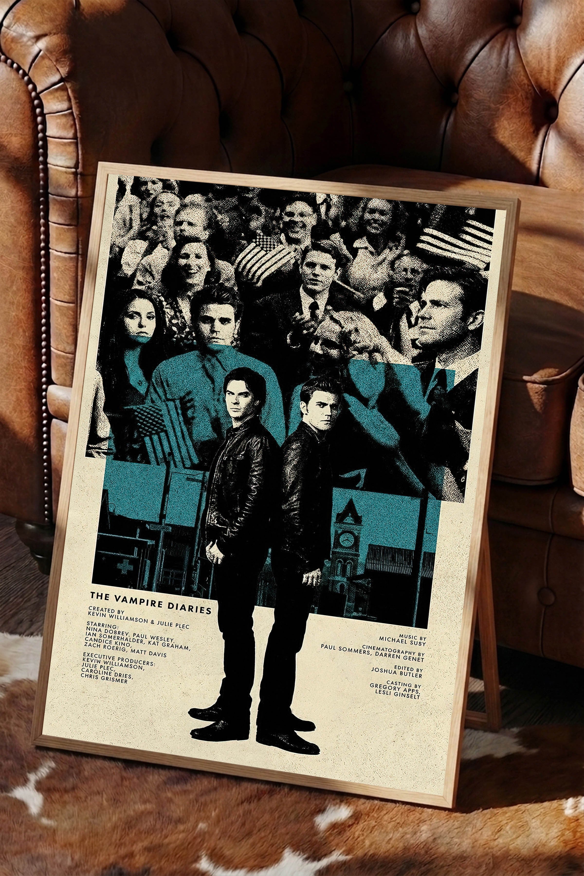 The Vampire Diaries Ahşap Çerçeveli Poster, Sinema ve Dizi Tablo, Film Dizi Afişleri NO:112795