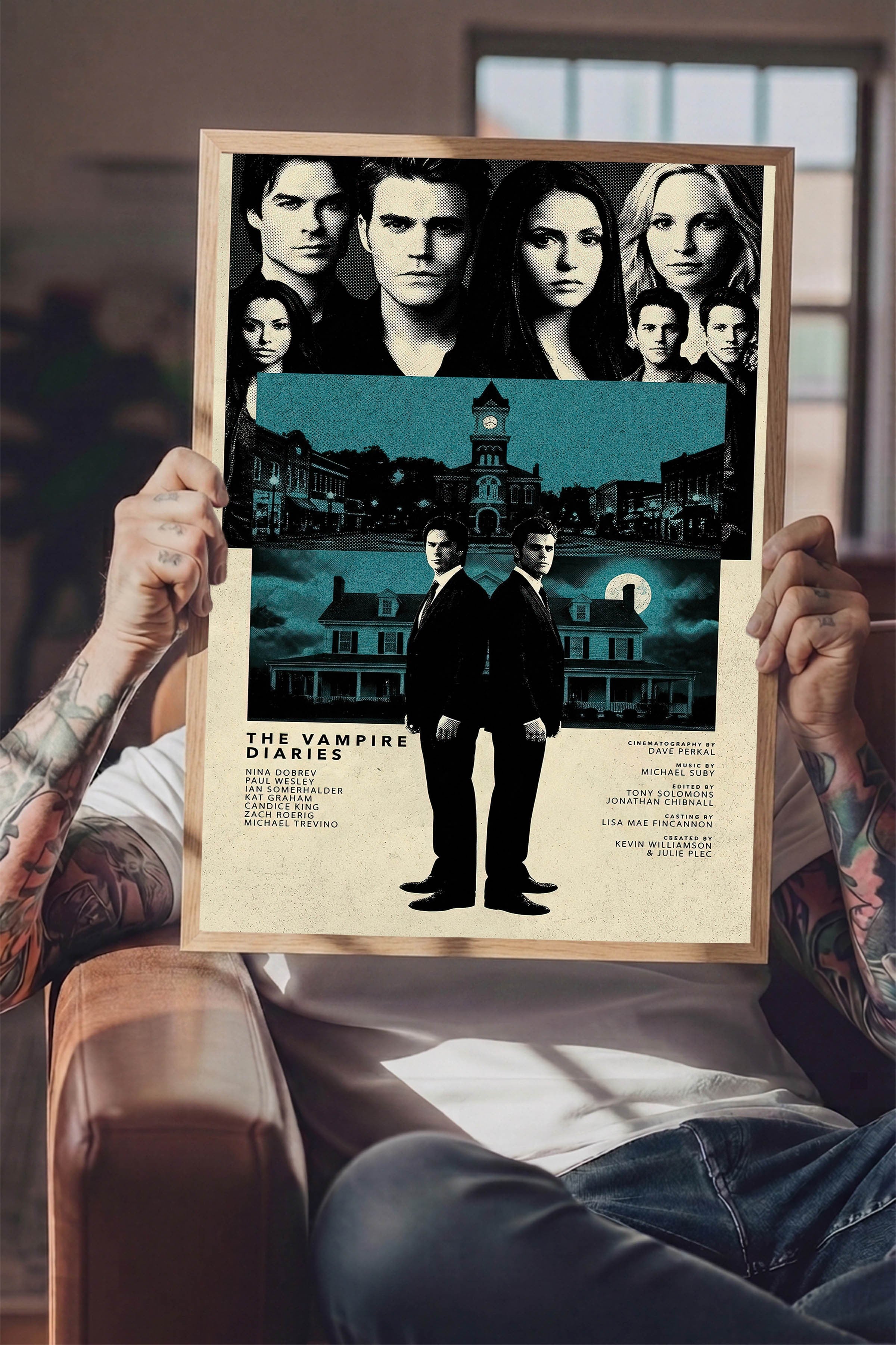 The Vampire Diaries Ahşap Çerçeveli Poster, Sinema ve Dizi Tablo, Film Dizi Afişleri NO:112796