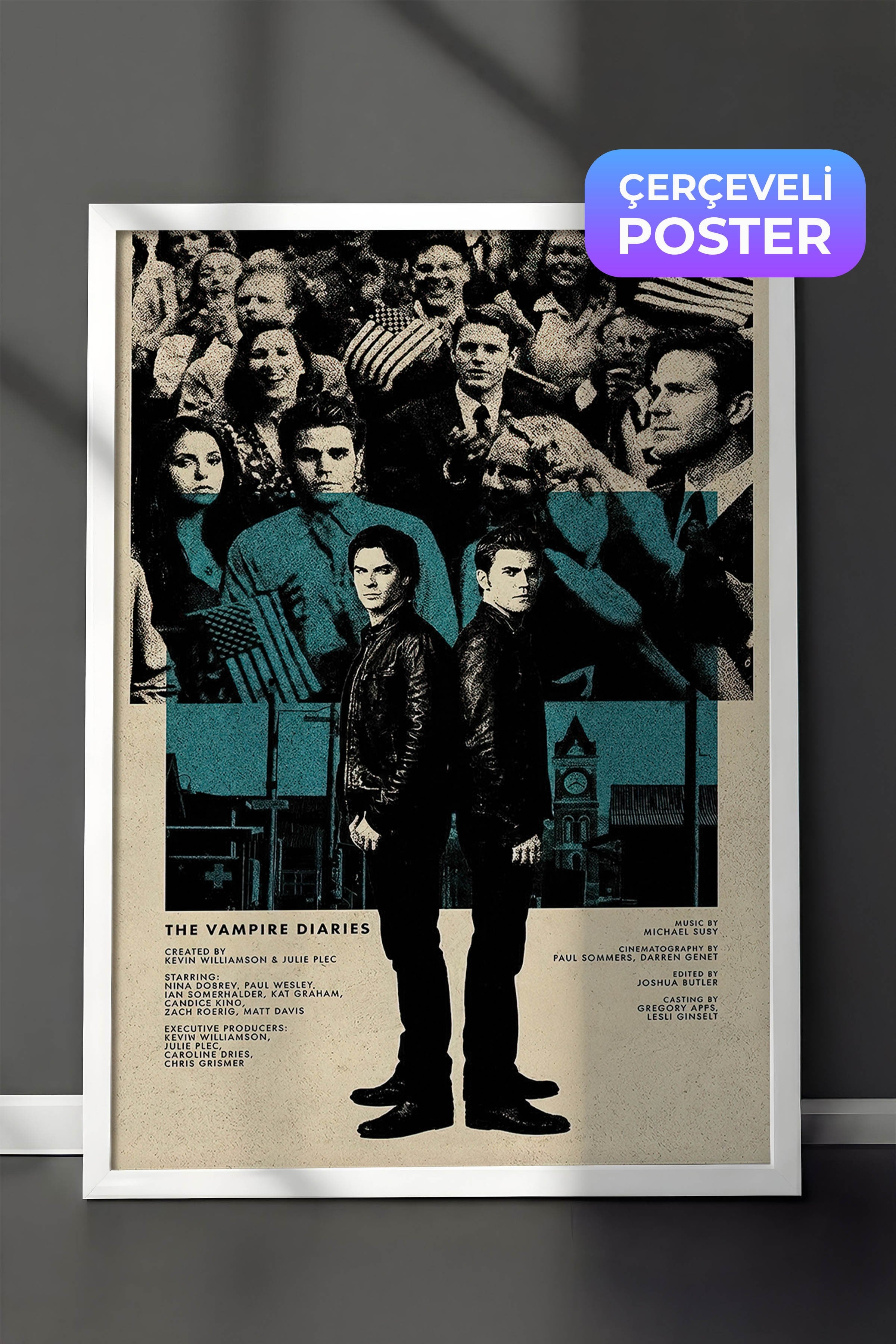 The Vampire Diaries Beyaz Çerçeveli Poster, Sinema ve Dizi Tablo, Film Dizi Afişleri NO:112795