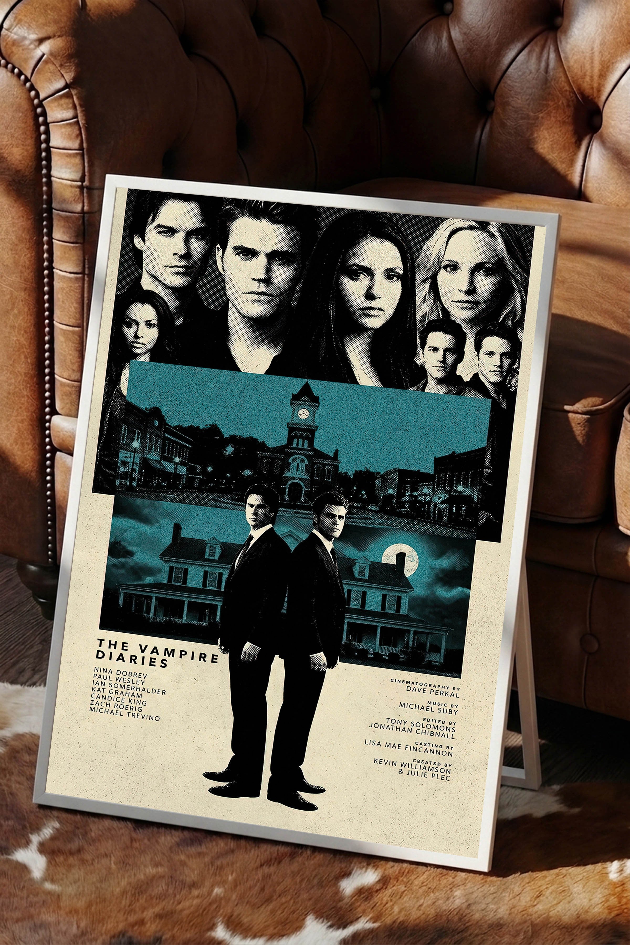 The Vampire Diaries Beyaz Çerçeveli Poster, Sinema ve Dizi Tablo, Film Dizi Afişleri NO:112796