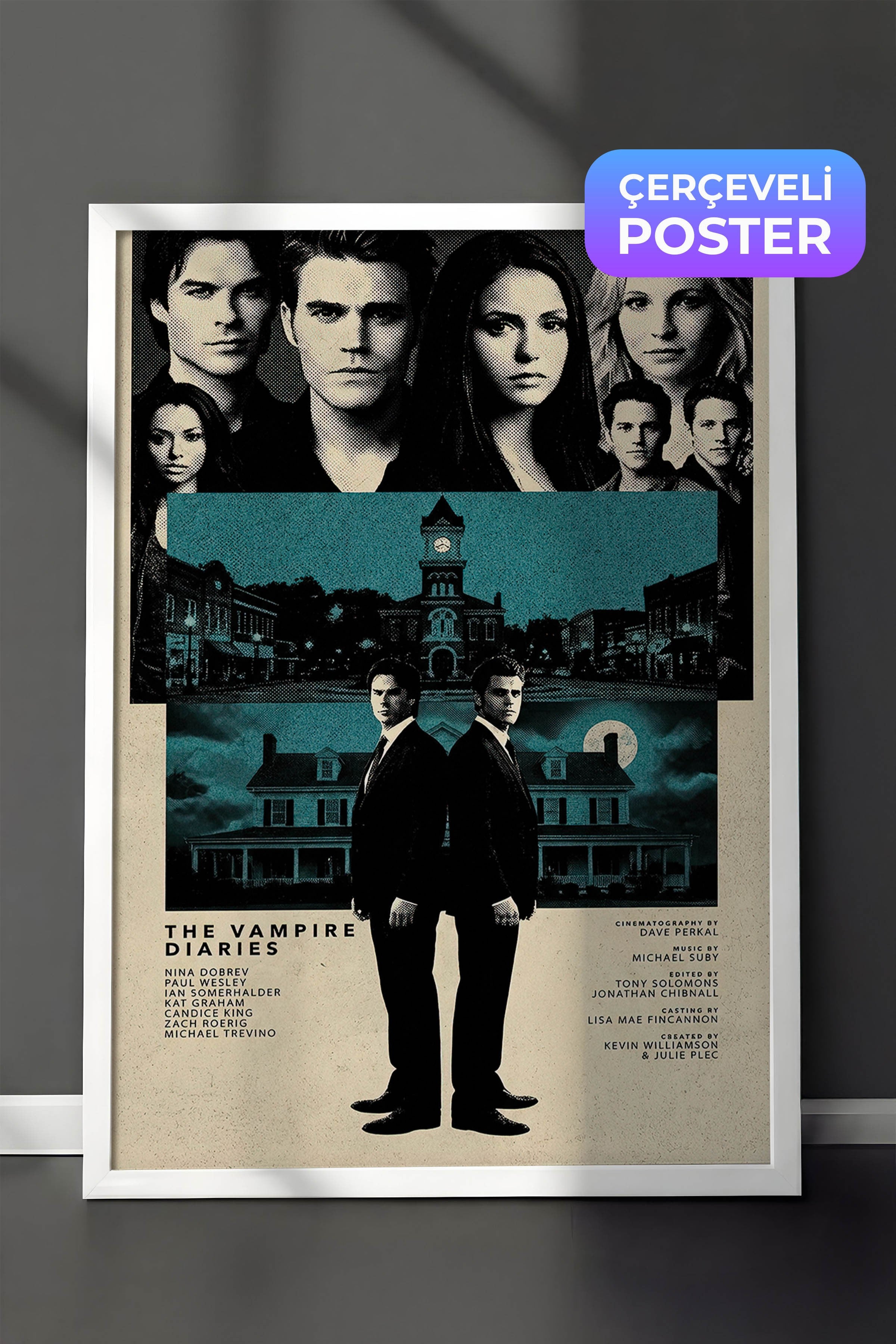 The Vampire Diaries Beyaz Çerçeveli Poster, Sinema ve Dizi Tablo, Film Dizi Afişleri NO:112796