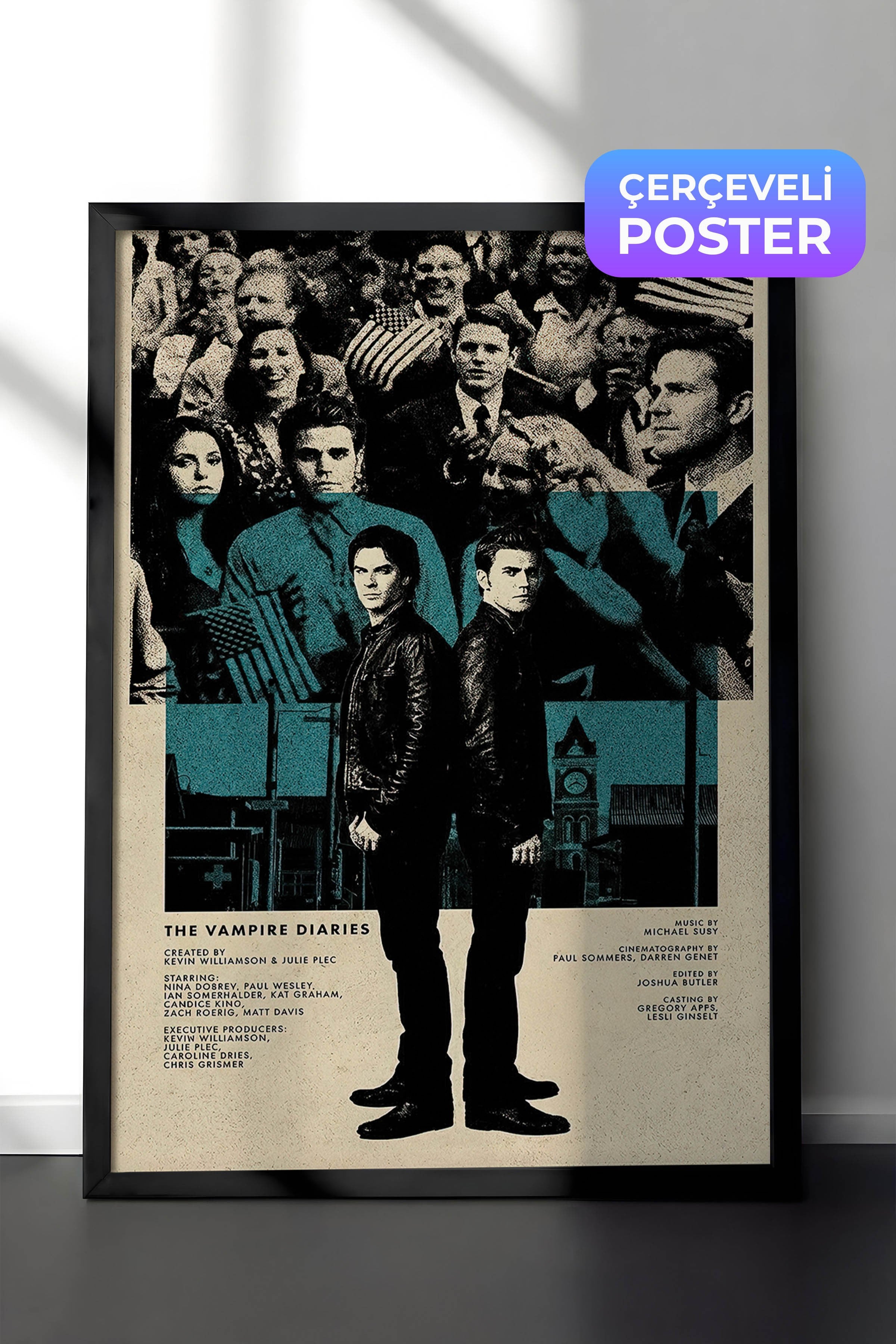 The Vampire Diaries Siyah Çerçeveli Poster, Sinema ve Dizi Tablo, Film Dizi Afişleri NO:112795