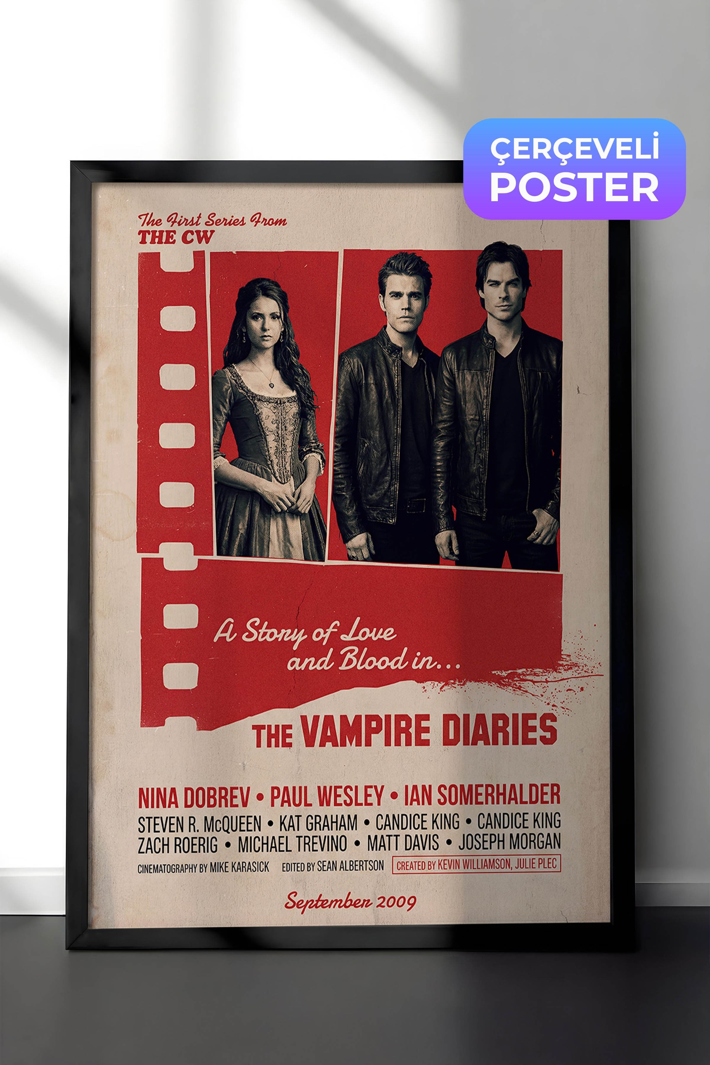 The Vampire Diaries Siyah Çerçeveli Poster, Sinema ve Dizi Tablo, Film Dizi Afişleri NO:112869