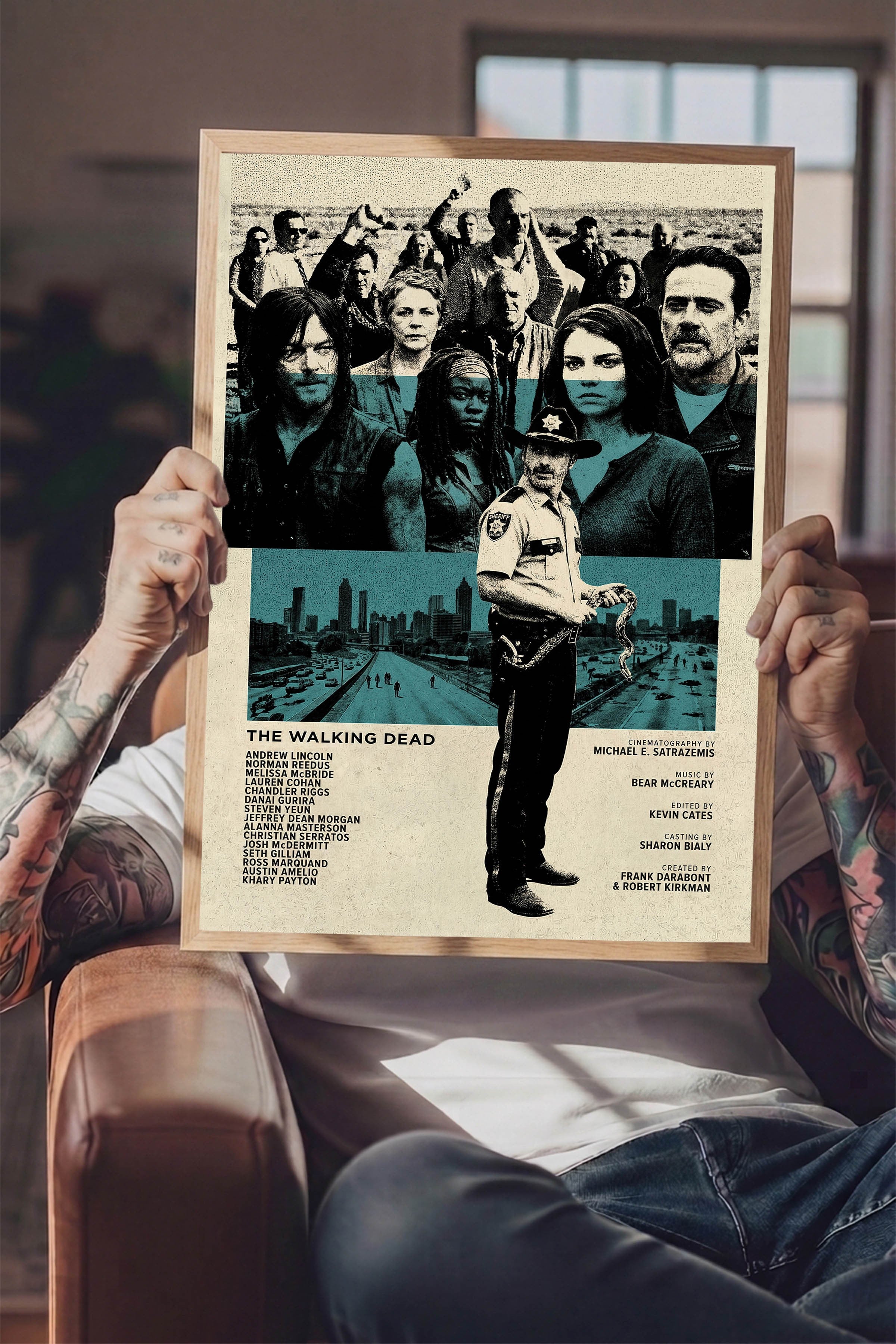 The Walking Dead Ahşap Çerçeveli Poster, Sinema ve Dizi Tablo, Film Dizi Afişleri NO:112767