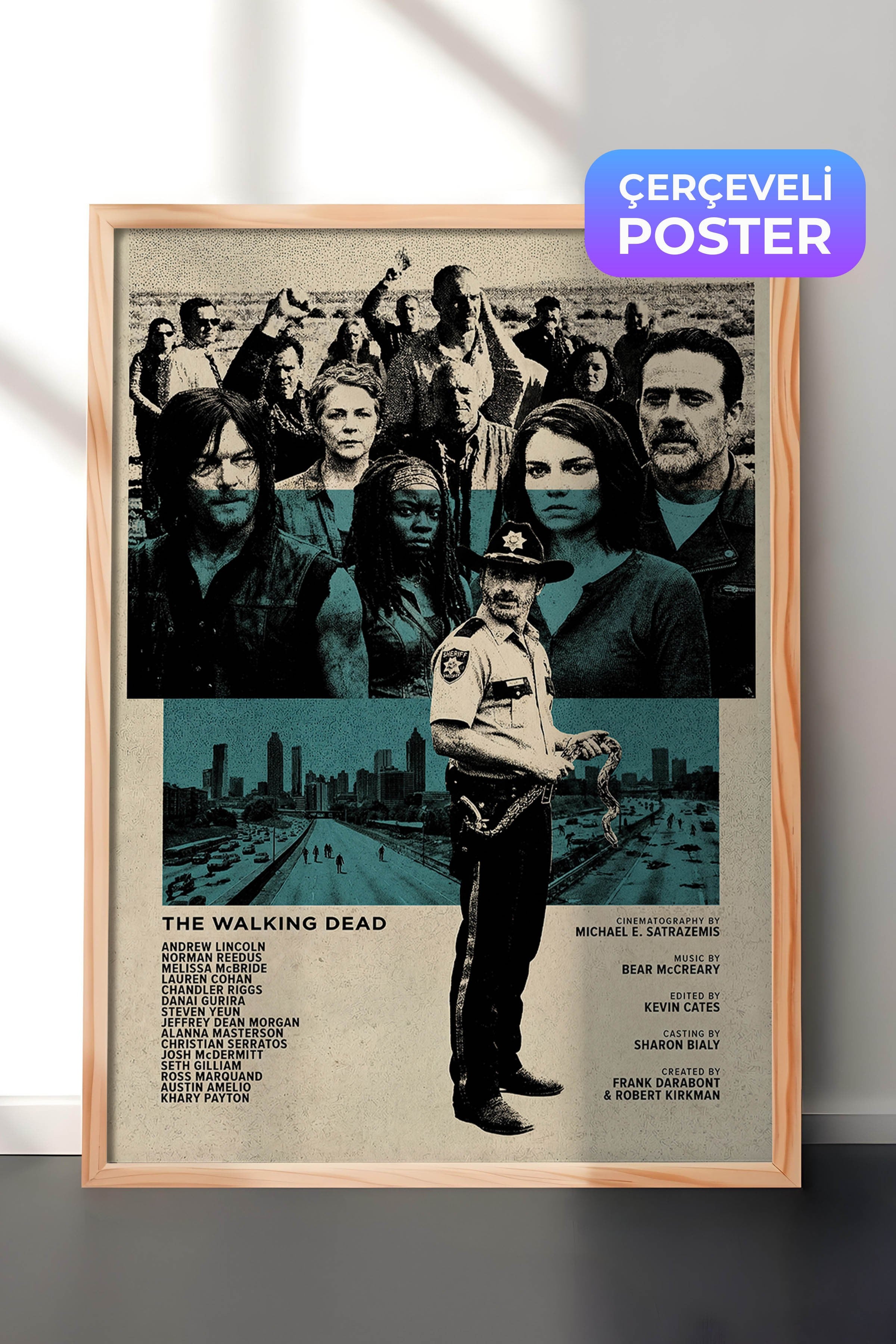 The Walking Dead Ahşap Çerçeveli Poster, Sinema ve Dizi Tablo, Film Dizi Afişleri NO:112767