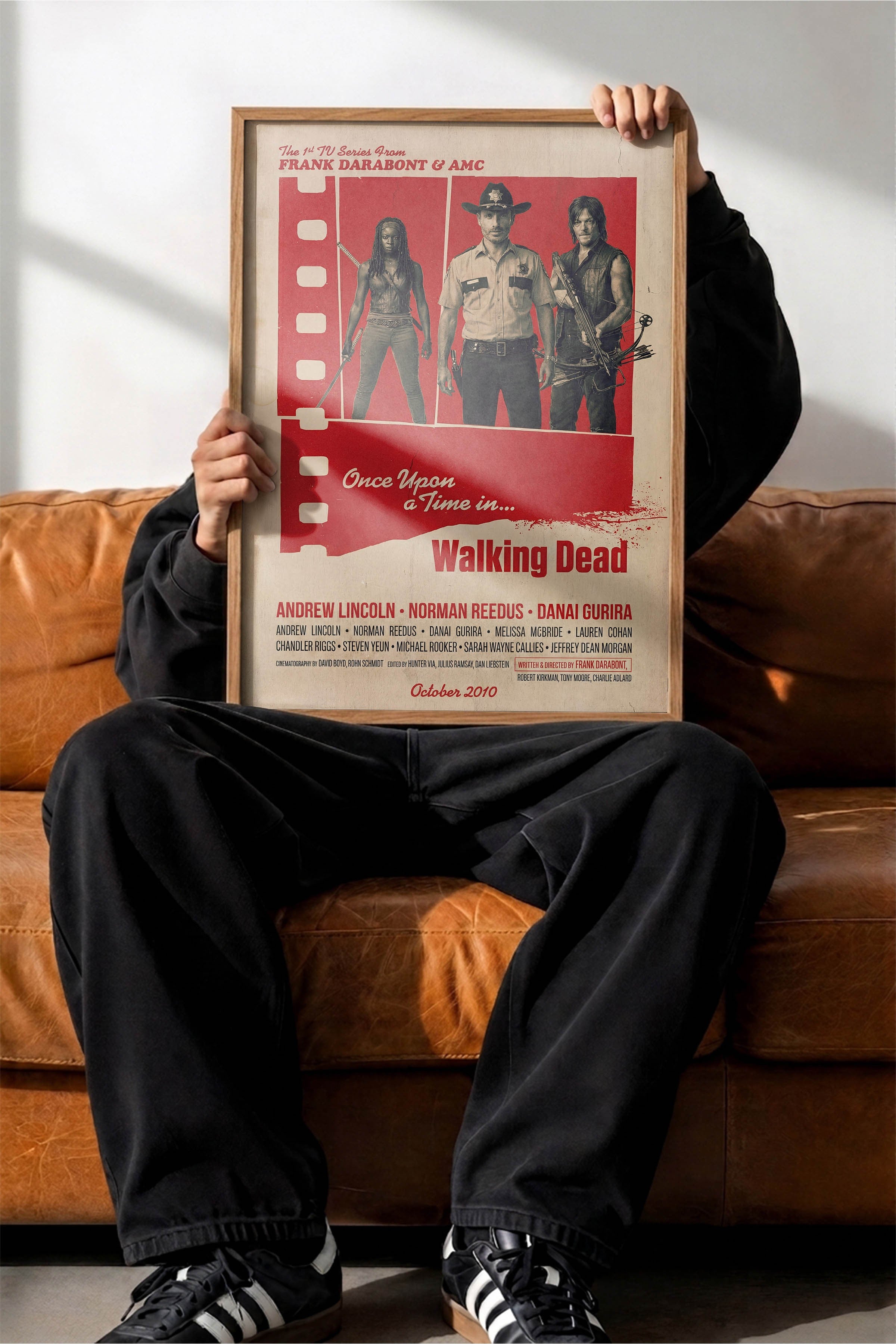 The Walking Dead Ahşap Çerçeveli Poster, Sinema ve Dizi Tablo, Film Dizi Afişleri NO:112844