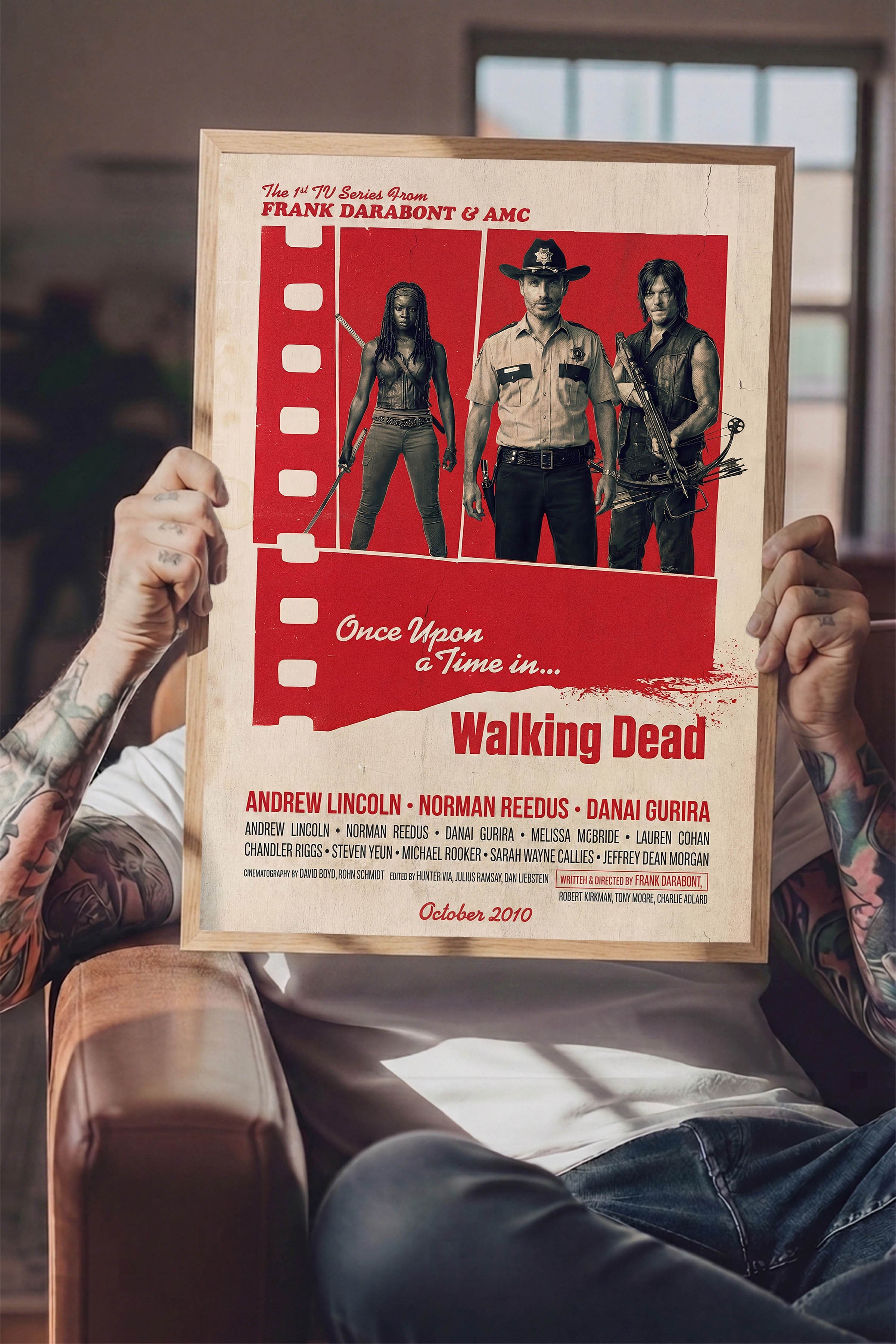 The Walking Dead Ahşap Çerçeveli Poster, Sinema ve Dizi Tablo, Film Dizi Afişleri NO:112844