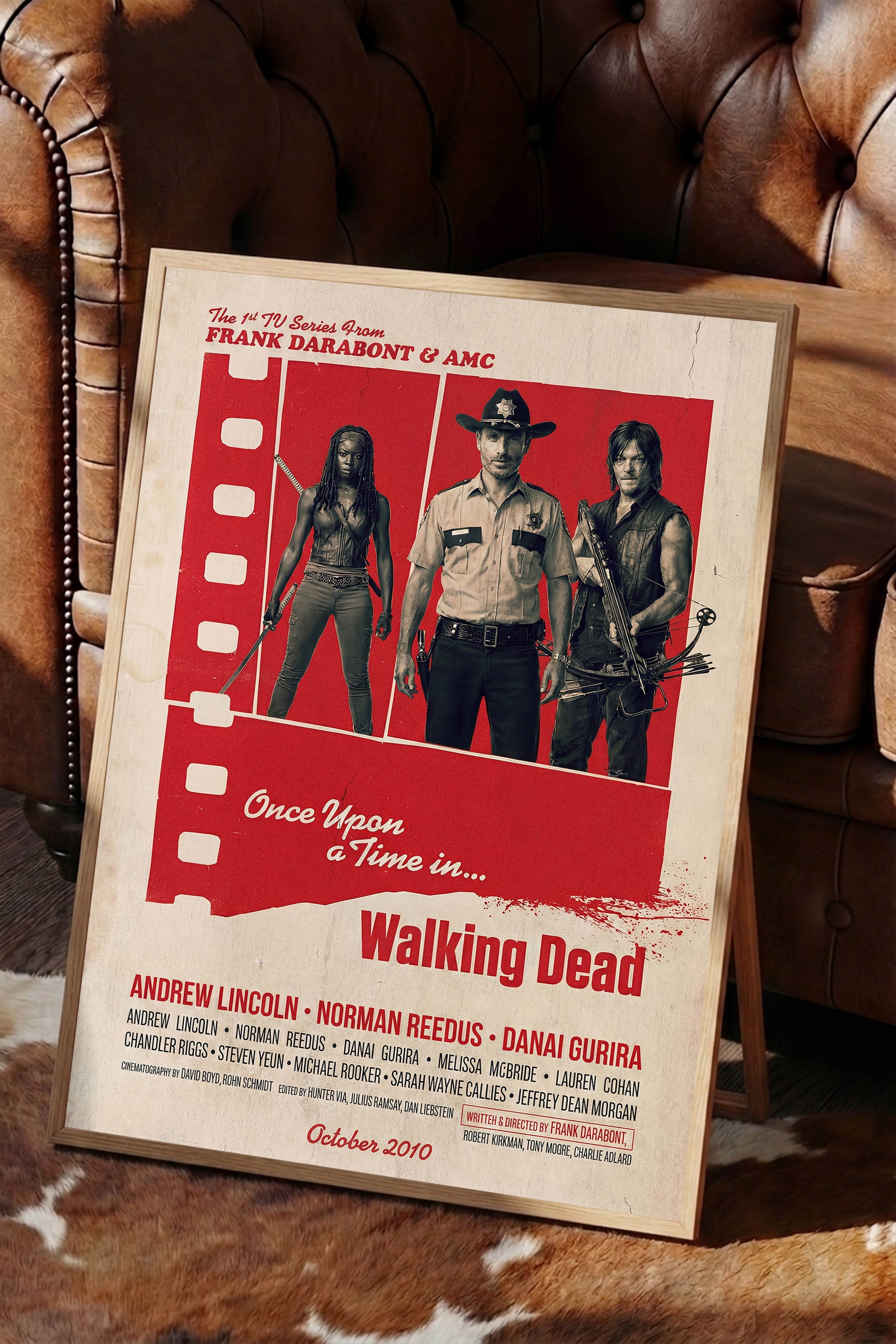 The Walking Dead Ahşap Çerçeveli Poster, Sinema ve Dizi Tablo, Film Dizi Afişleri NO:112844