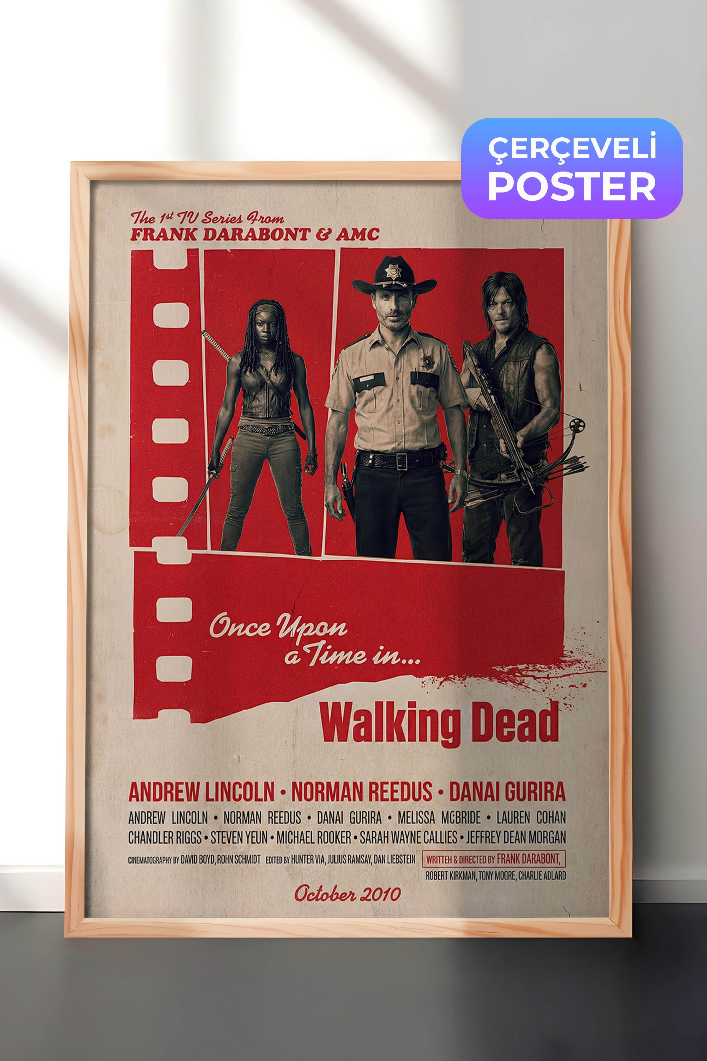 The Walking Dead Ahşap Çerçeveli Poster, Sinema ve Dizi Tablo, Film Dizi Afişleri NO:112844