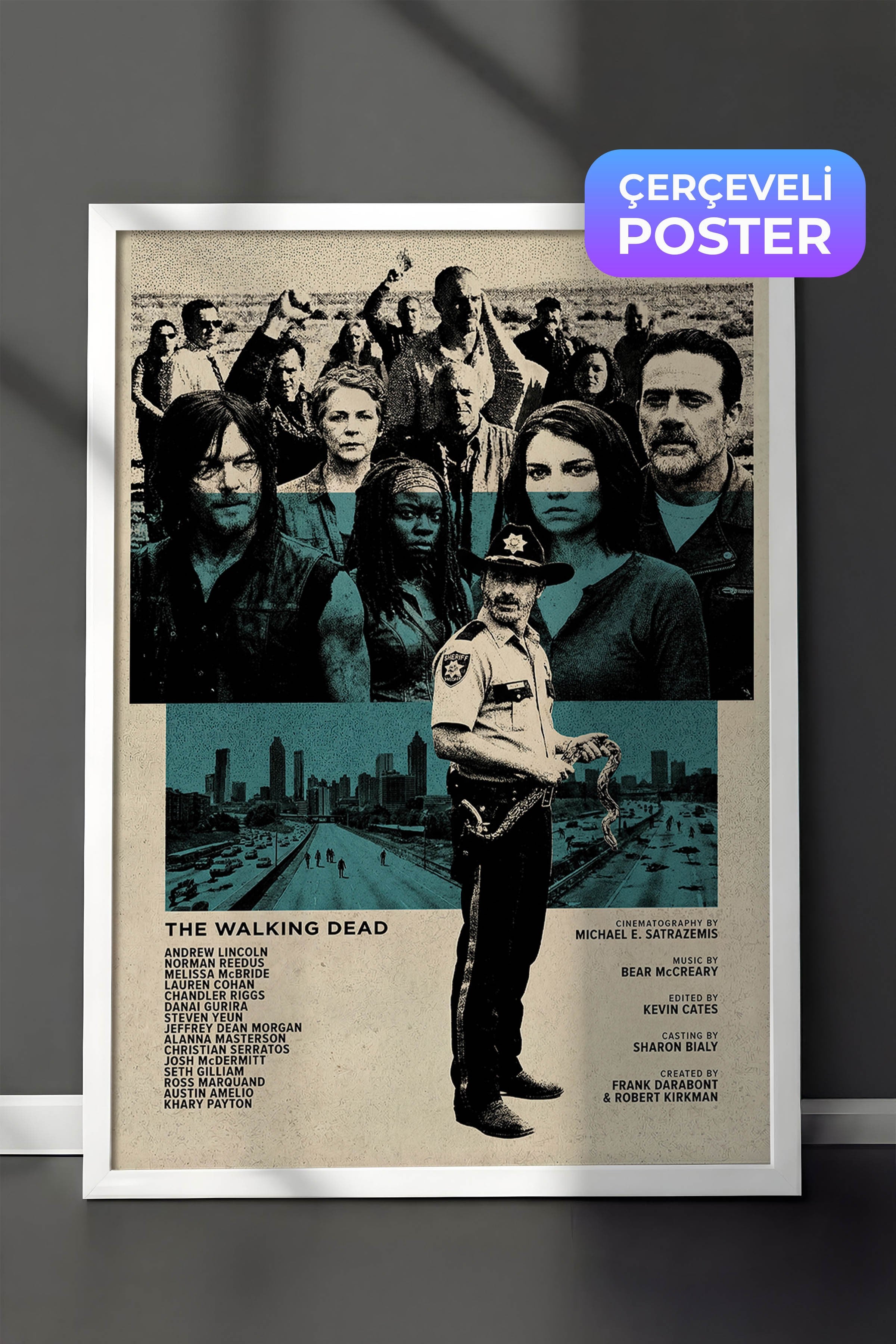 The Walking Dead Beyaz Çerçeveli Poster, Sinema ve Dizi Tablo, Film Dizi Afişleri NO:112767