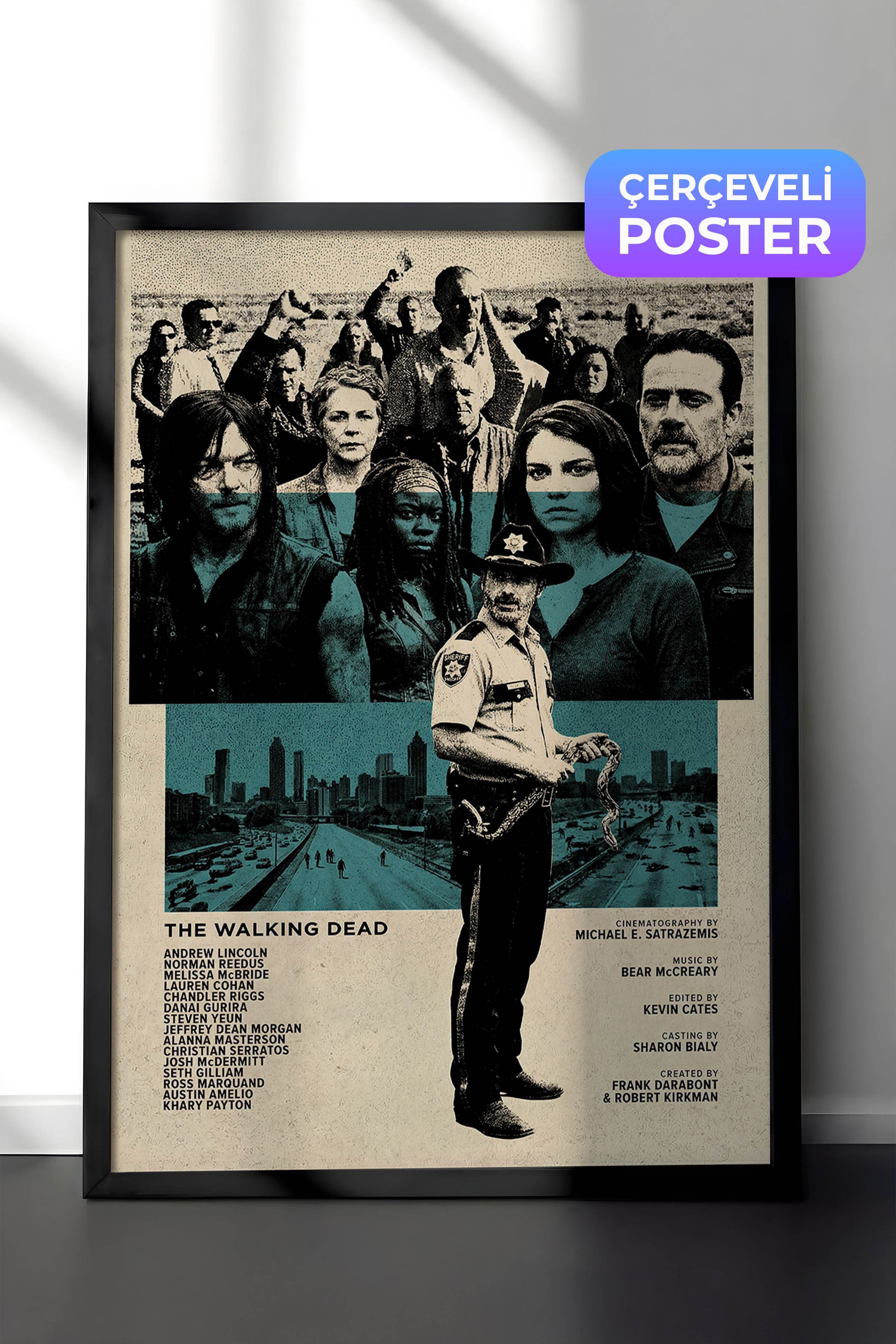 The Walking Dead Siyah Çerçeveli Poster, Sinema ve Dizi Tablo, Film Dizi Afişleri NO:112767
