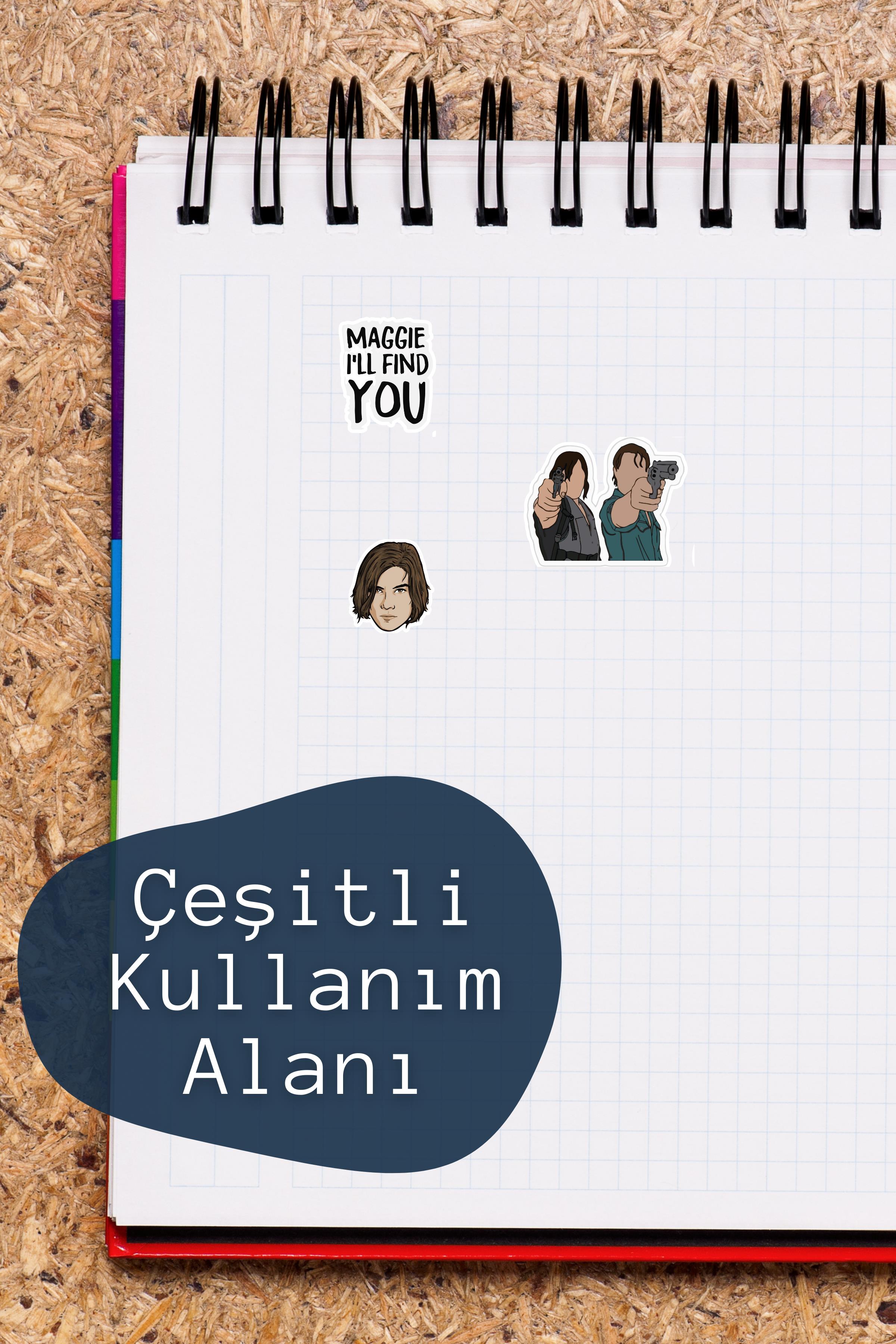 The Walking Dead Temalı Sticker ve Etiket Seti - Orta Boy - Su Geçirmez, Kalın Yapışkanlı Sticker