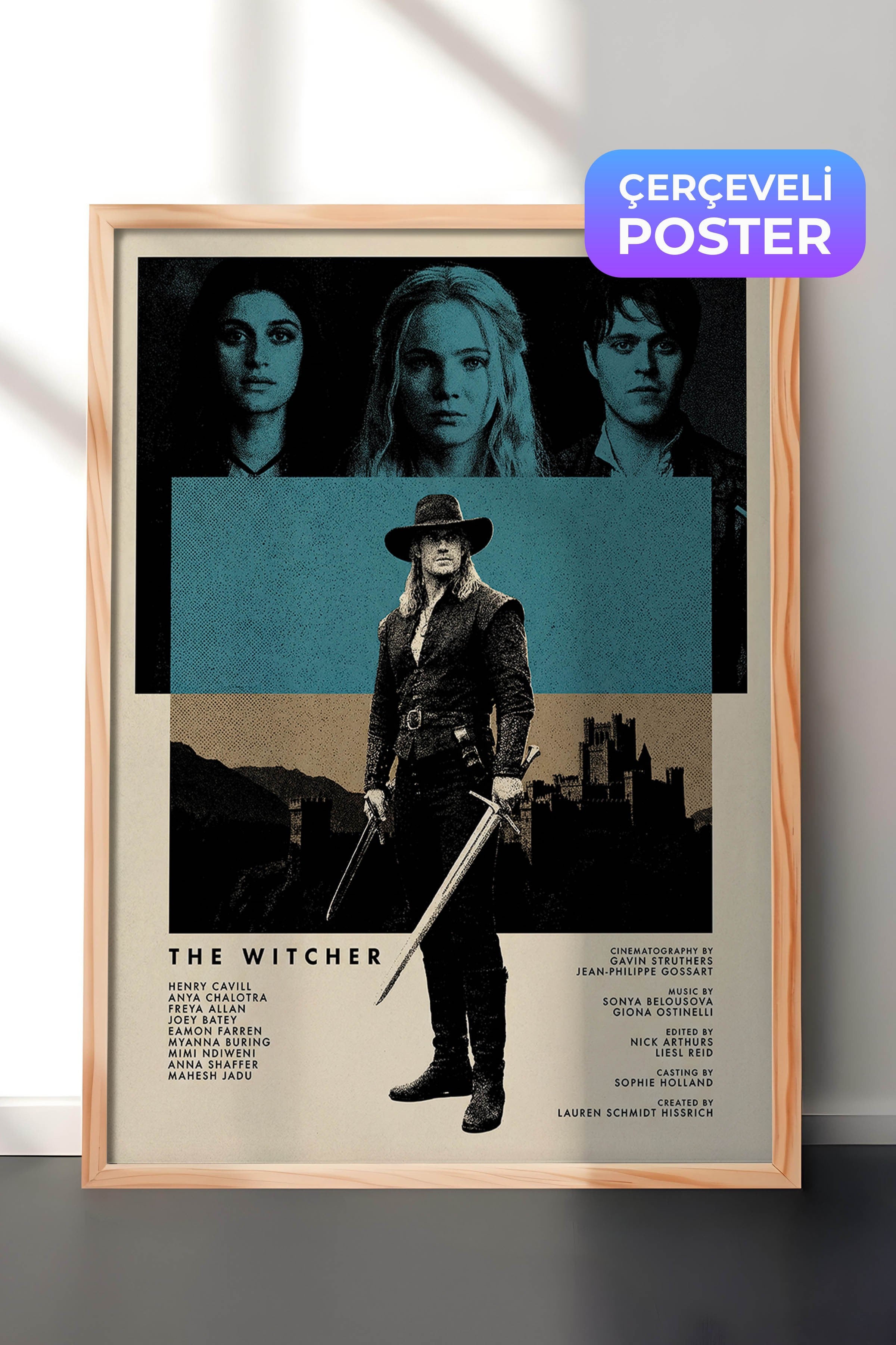 The Witcher Ahşap Çerçeveli Poster, Sinema ve Dizi Tablo, Film Dizi Afişleri NO:112786