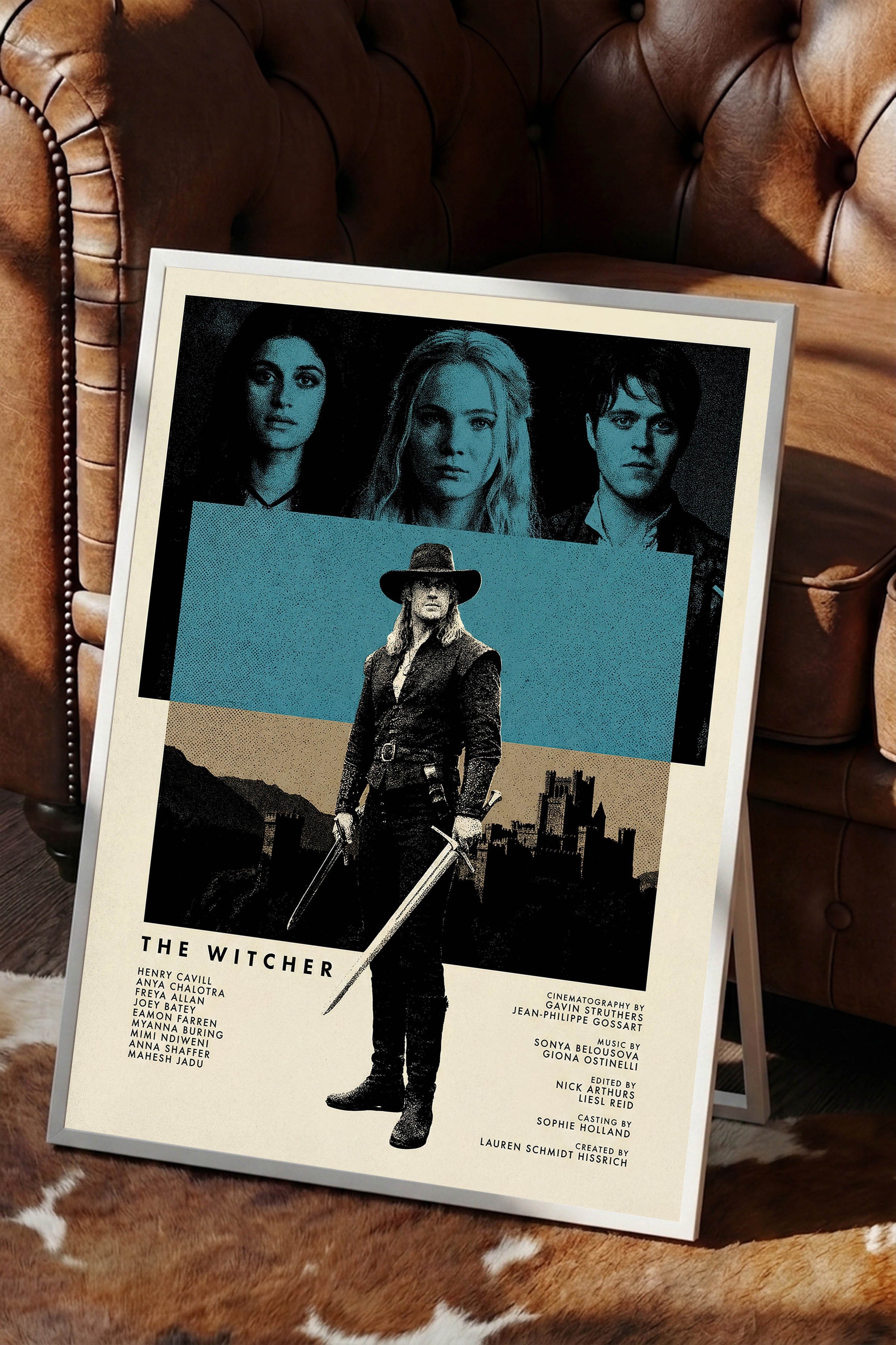 The Witcher Beyaz Çerçeveli Poster, Sinema ve Dizi Tablo, Film Dizi Afişleri NO:112786