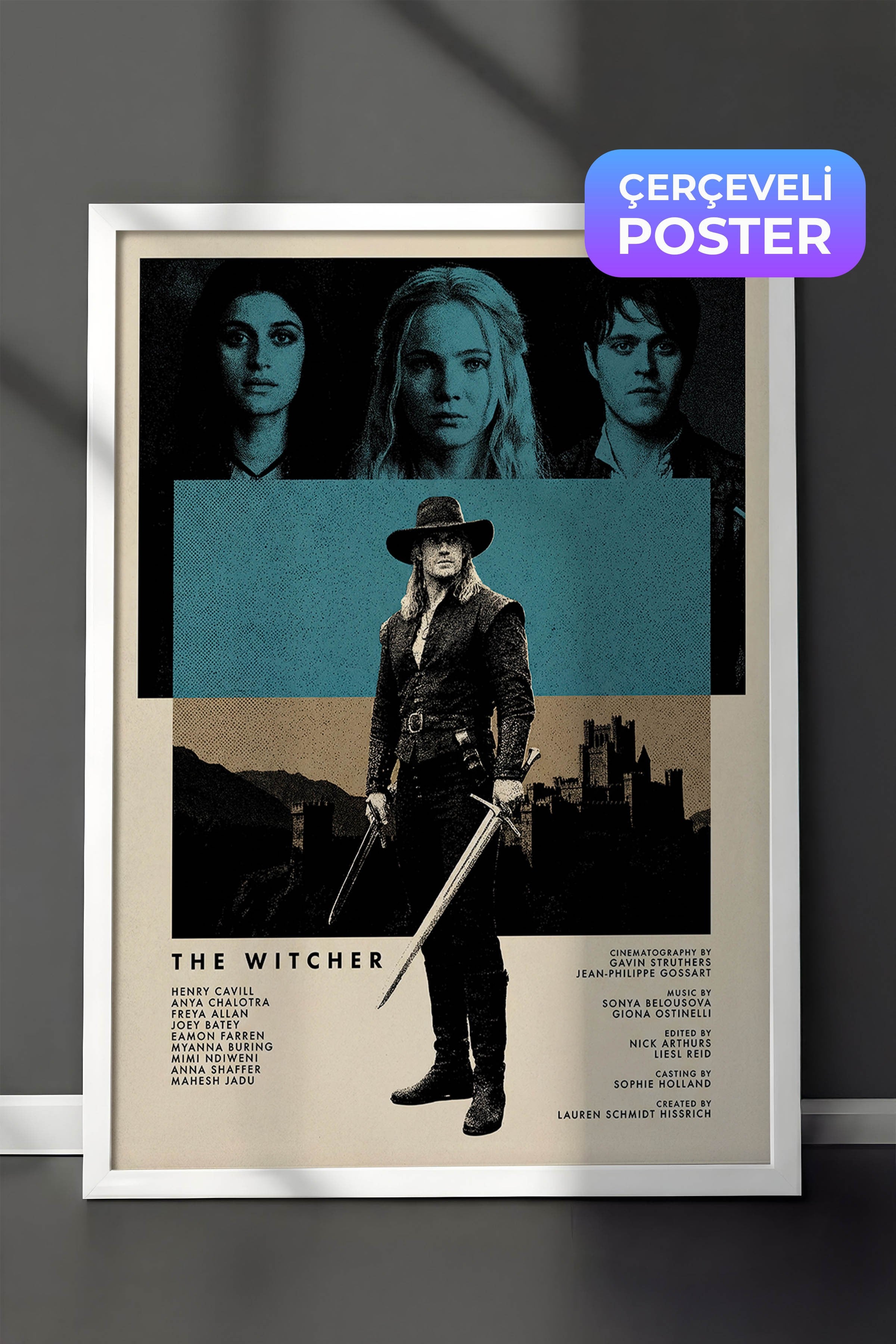 The Witcher Beyaz Çerçeveli Poster, Sinema ve Dizi Tablo, Film Dizi Afişleri NO:112786