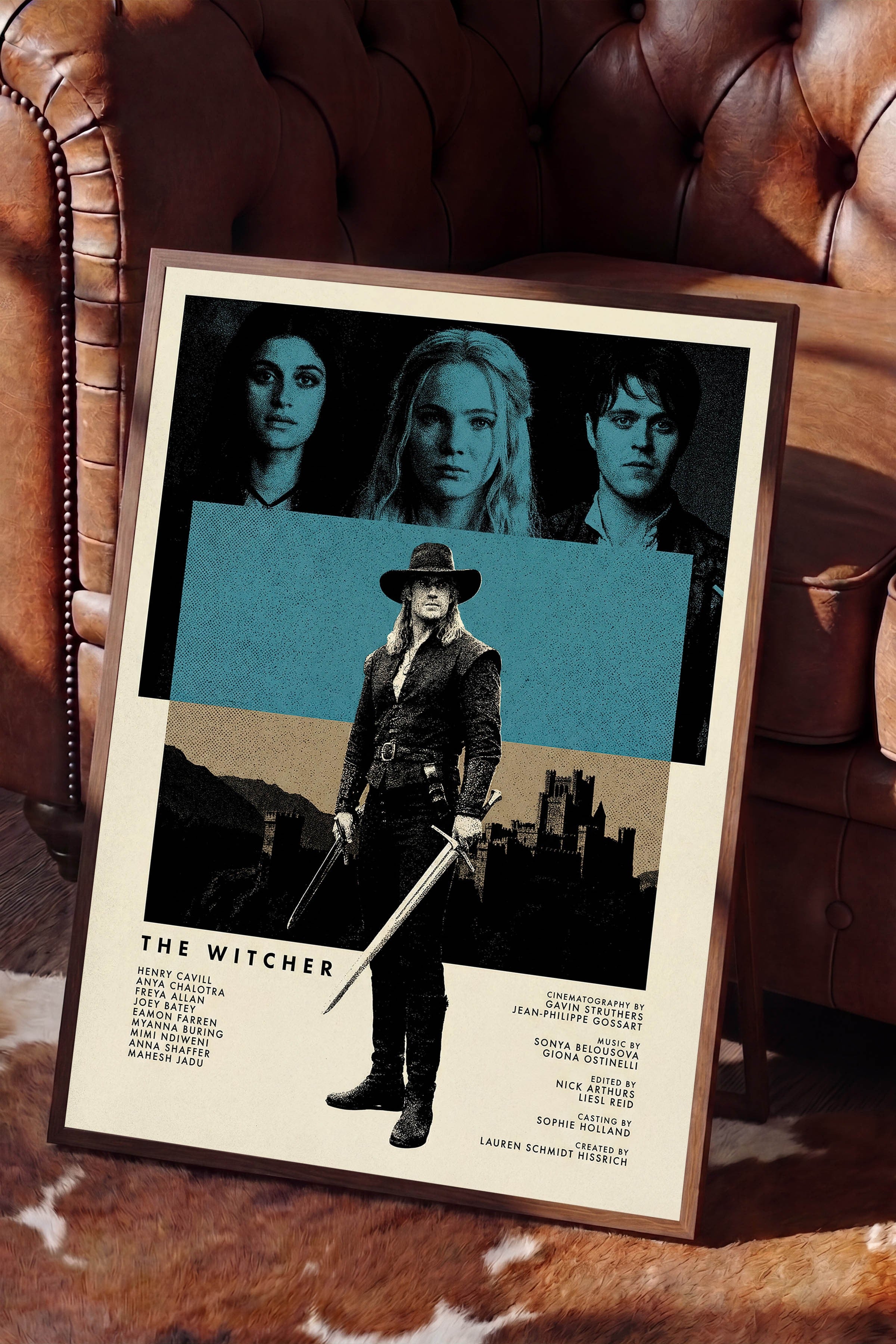 The Witcher Kahverengi Çerçeveli Poster, Sinema ve Dizi Tablo, Film Dizi Afişleri NO:112786