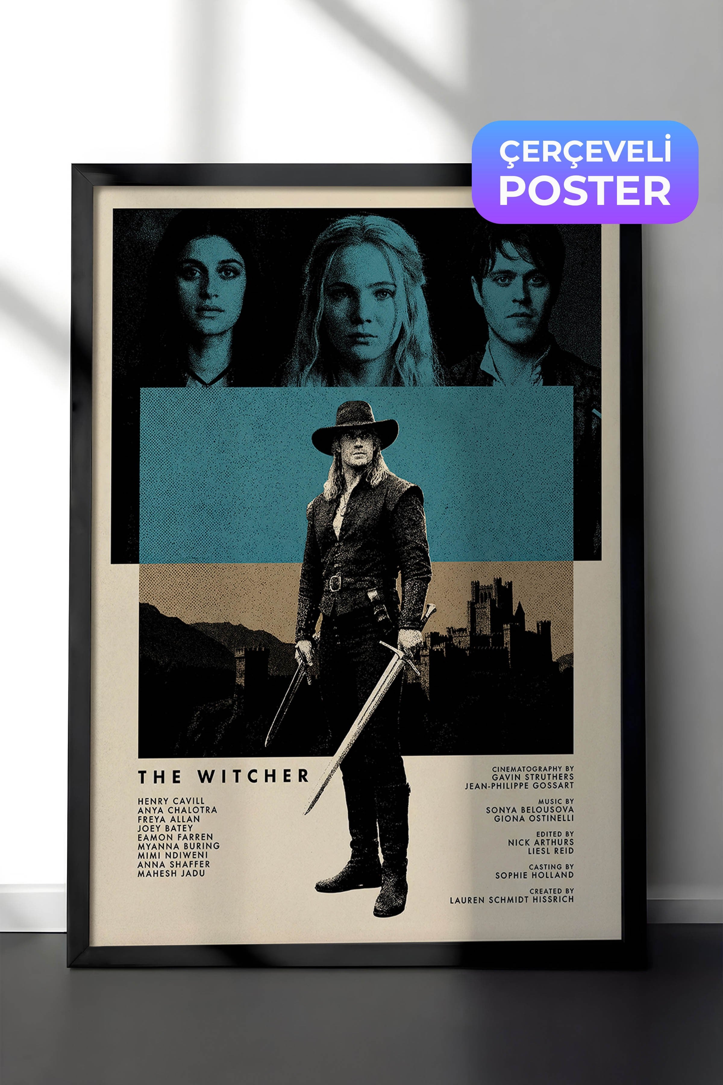 The Witcher Siyah Çerçeveli Poster, Sinema ve Dizi Tablo, Film Dizi Afişleri NO:112786