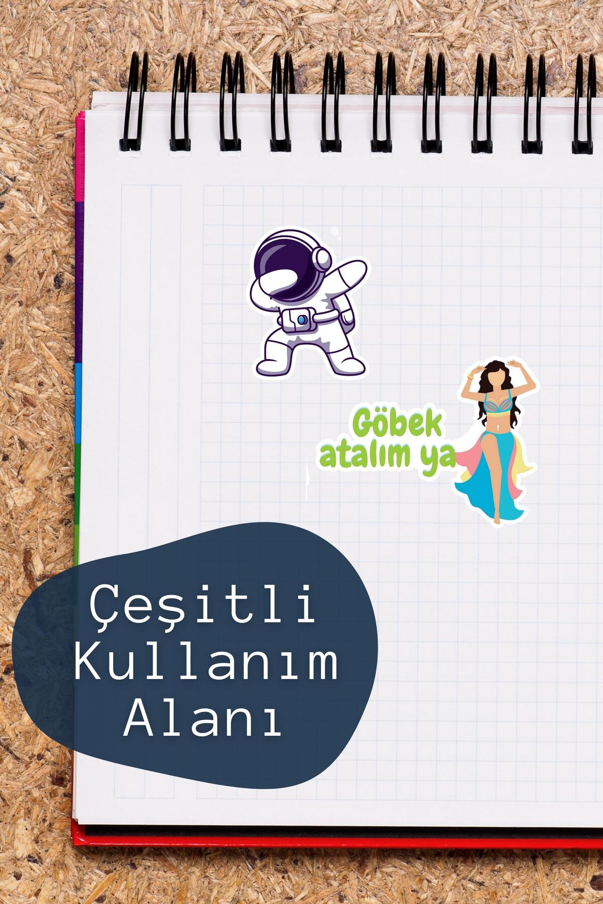 Tik Tok Trendler Sticker Seti, "abi Azcık Göbek Atalım Ya!", 11 Adet Etiket Seti, Suya Dayanıklı