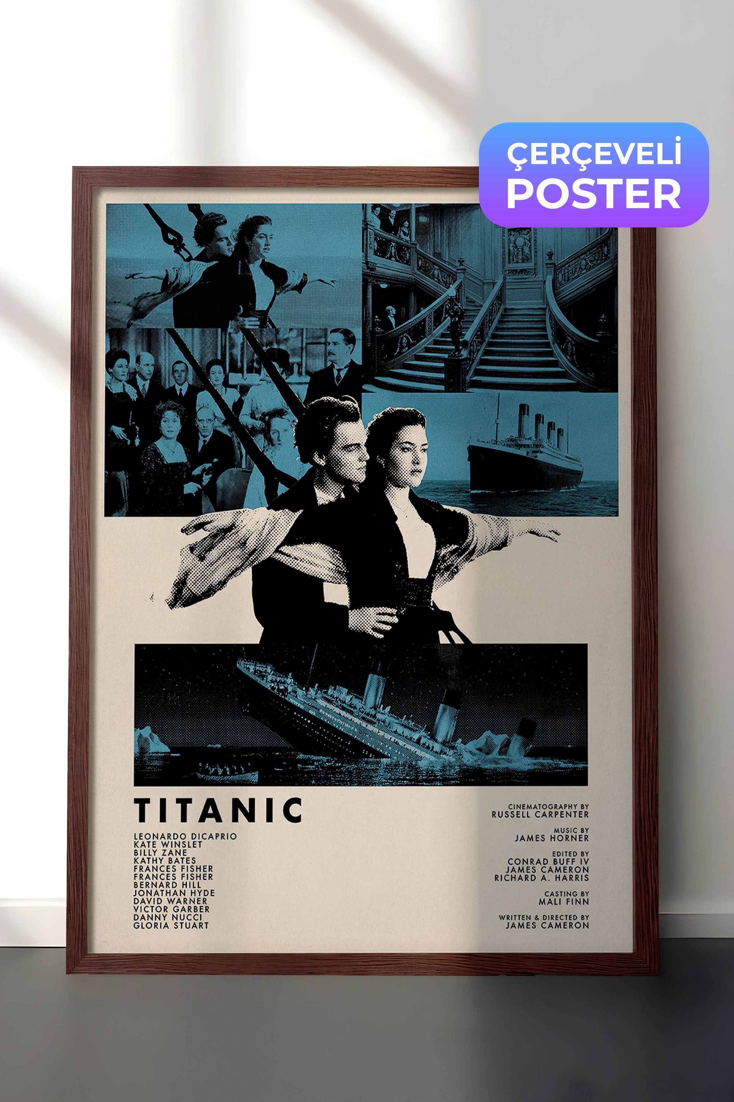 Titanic Kahverengi Çerçeveli Poster, Sinema ve Dizi Tablo, Film Dizi Afişleri NO:112812