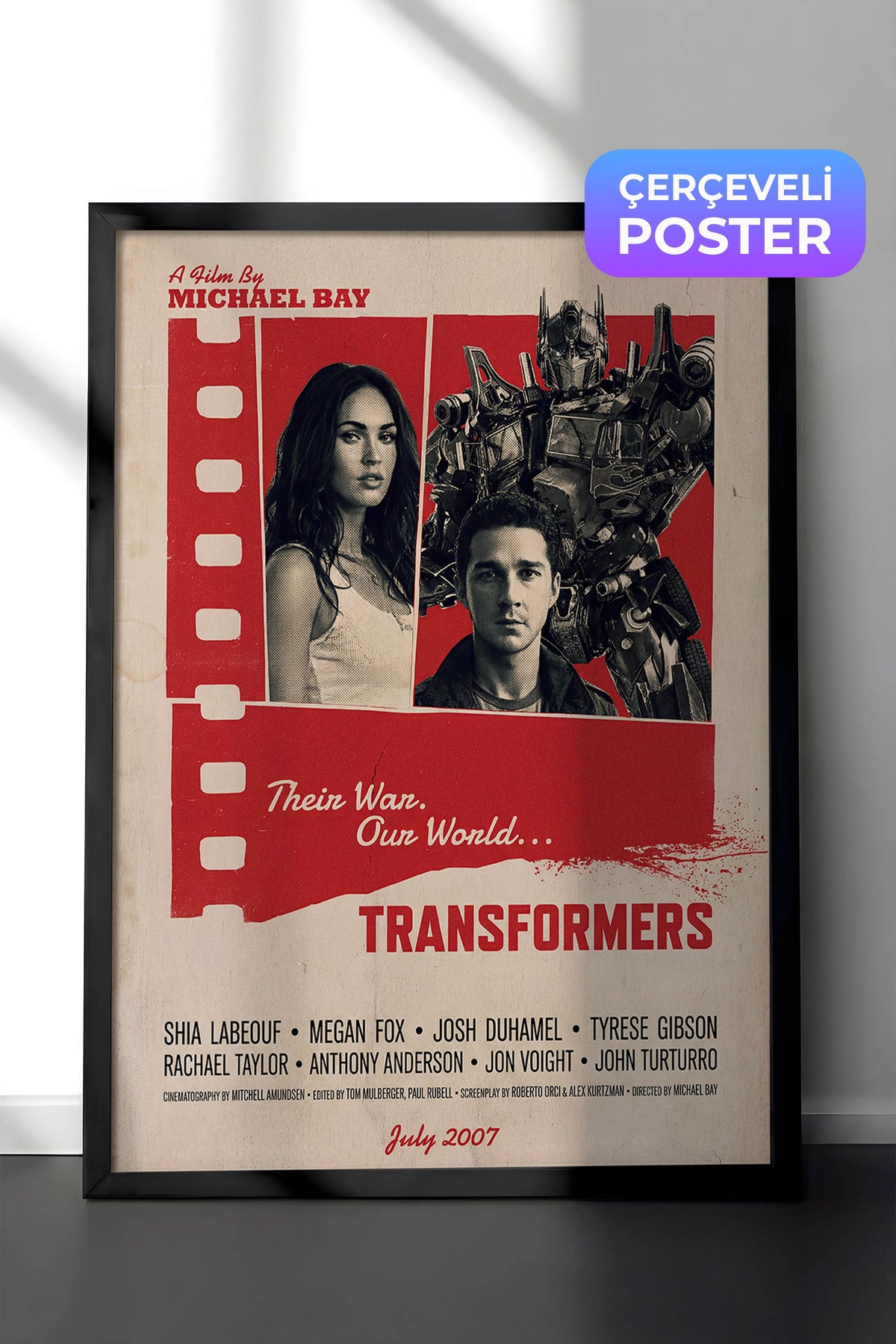 Transformers Siyah Çerçeveli Poster, Sinema ve Dizi Tablo, Film Dizi Afişleri NO:112909