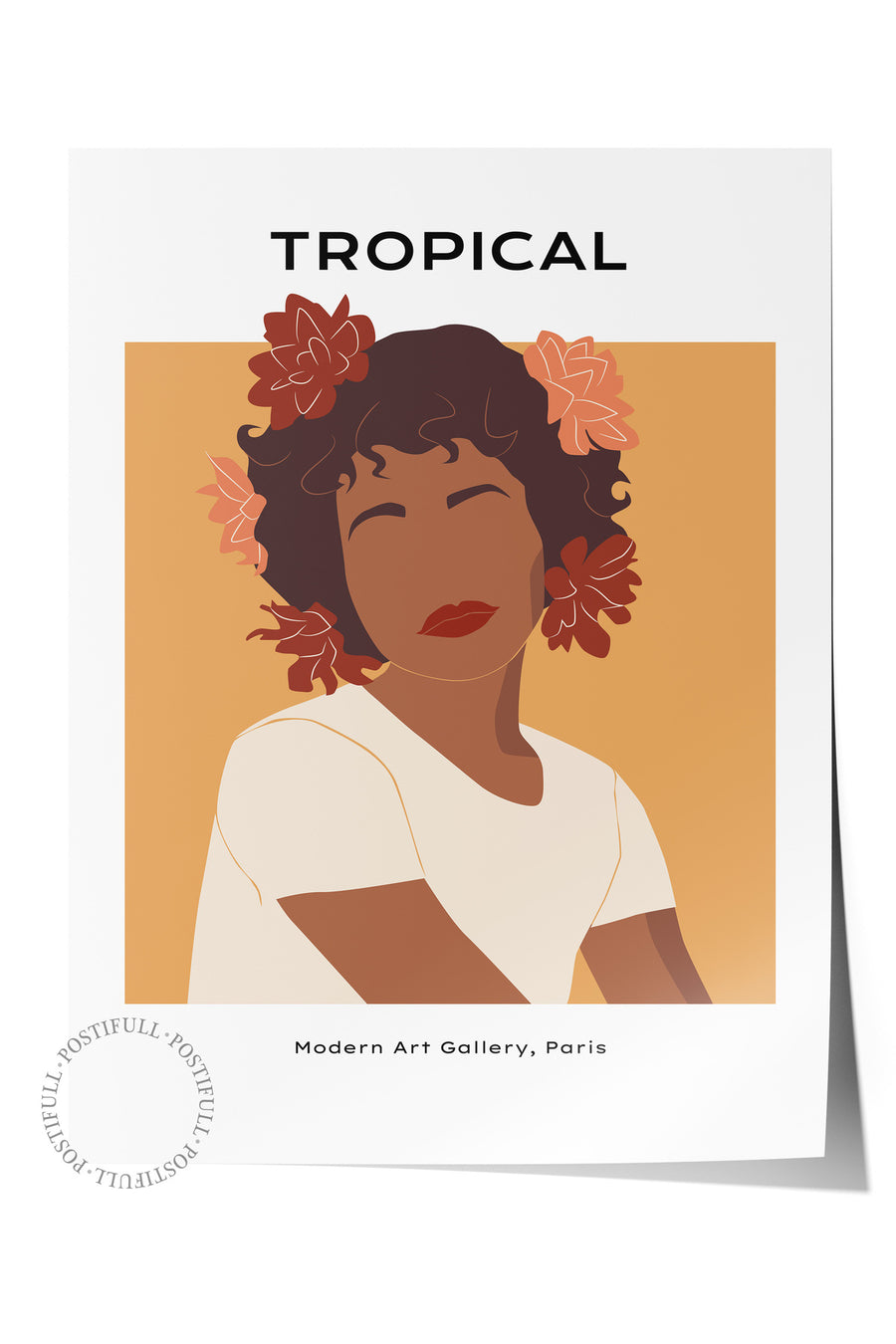 Farklı Tonlarda TROPICAL Tropikal İllustrasyon Çerçevesiz Poster