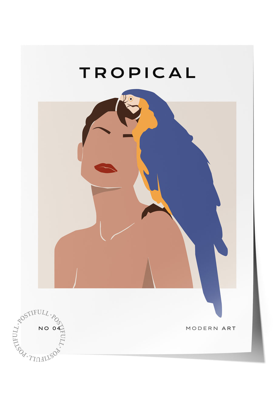 Farklı Tonlarda TROPICAL Tropikal İllustrasyon Çerçevesiz Poster