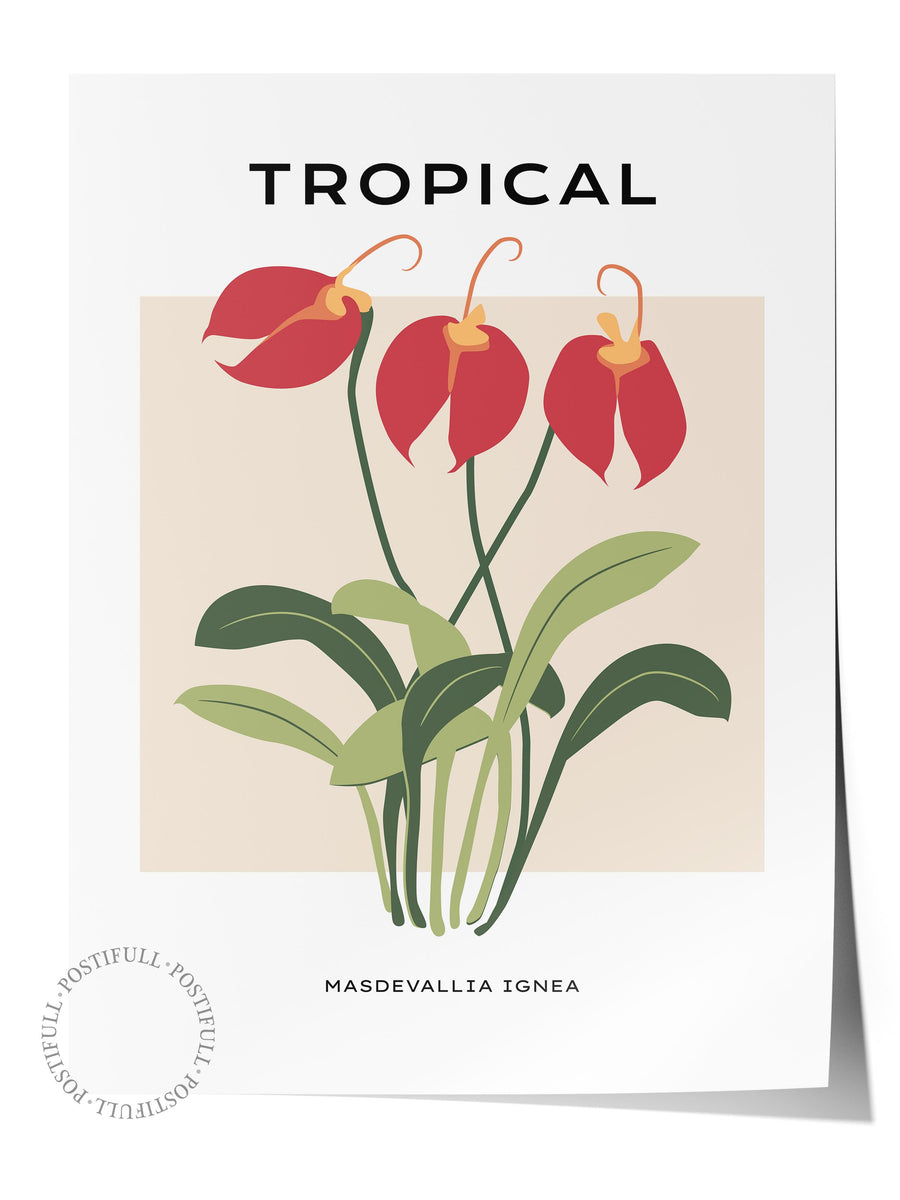 Farklı Tonlarda TROPICAL Tropikal İllustrasyon Çerçevesiz Poster