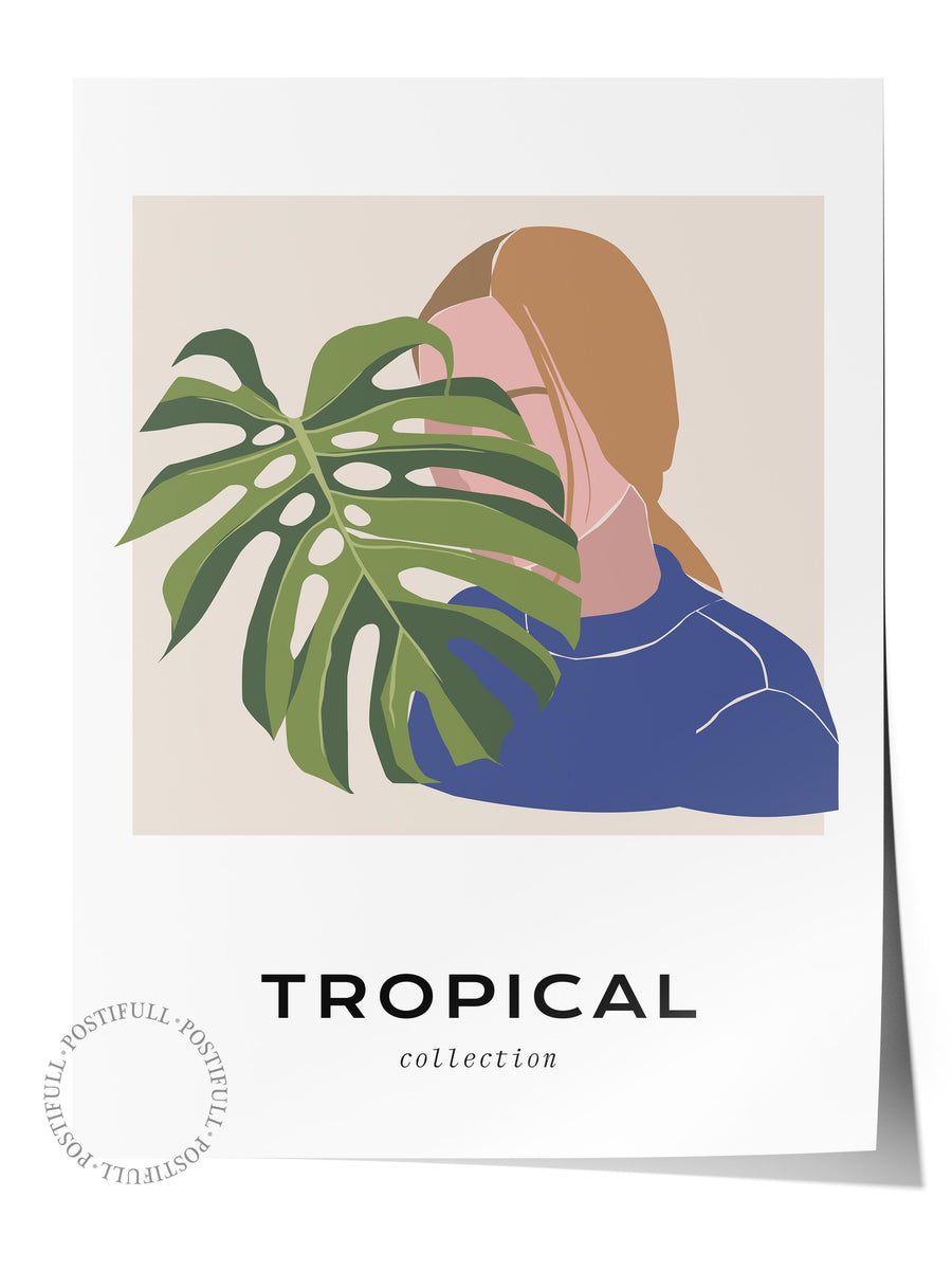 Farklı Tonlarda Tropical collection Tropikal İllustrasyon Çerçevesiz Poster