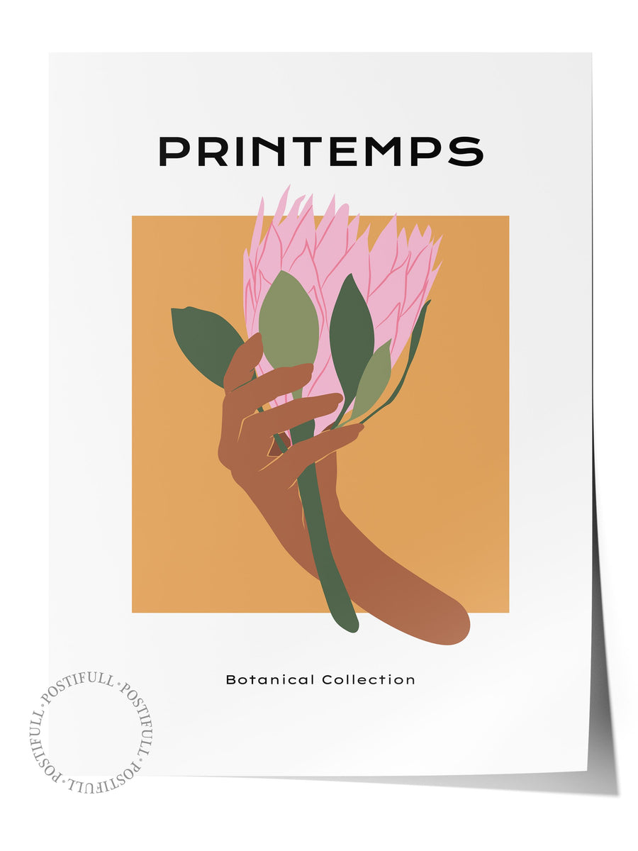 Farklı Tonlarda PRINTEMPS Tropikal İllustrasyon Çerçevesiz Poster
