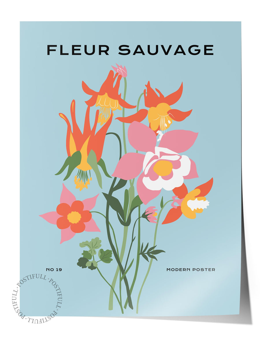 Farklı Tonlarda FLEUR SAUVAGE Tropikal İllustrasyon Çerçevesiz Poster